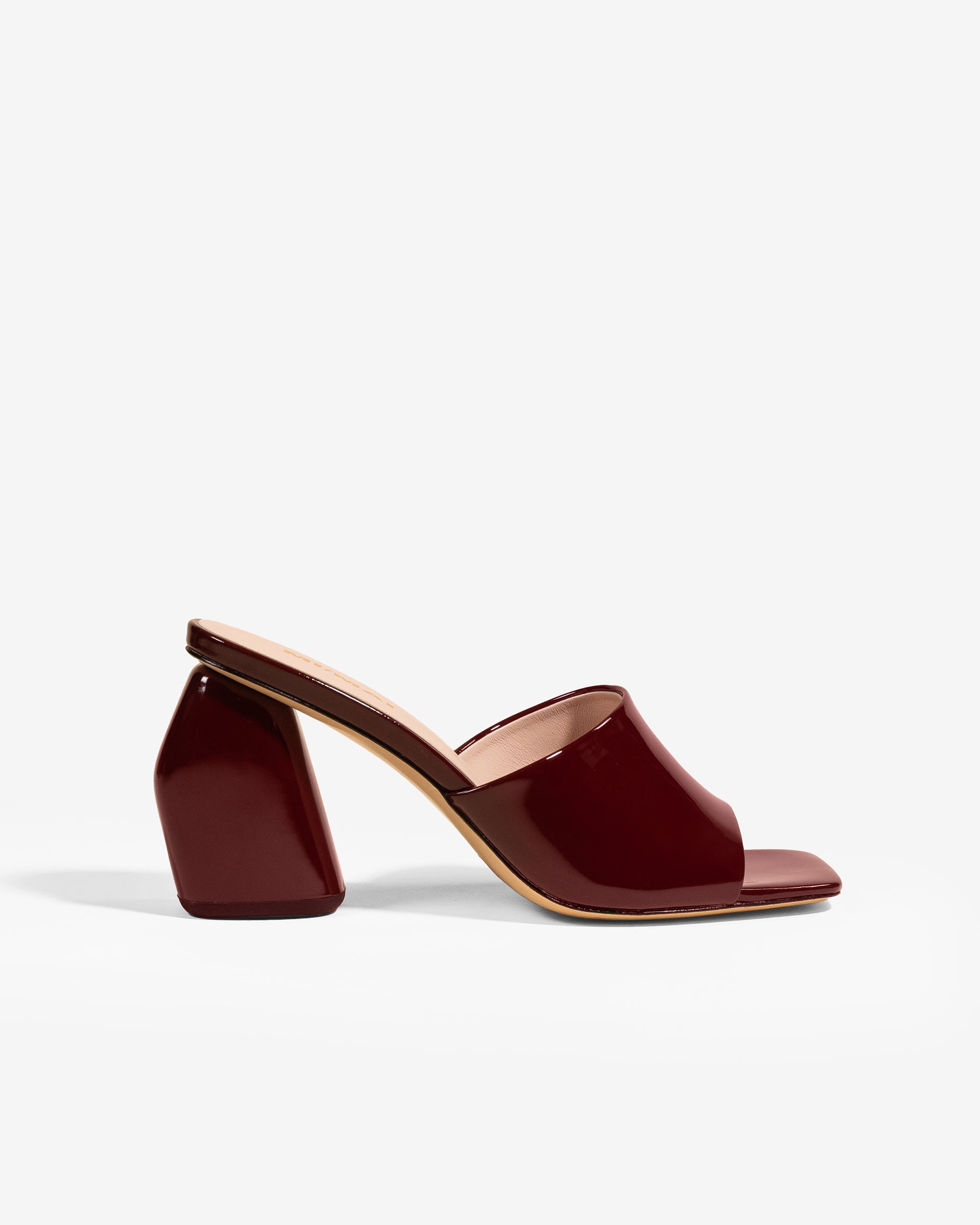 Gemma High Burgundy Patent High Heel Mule