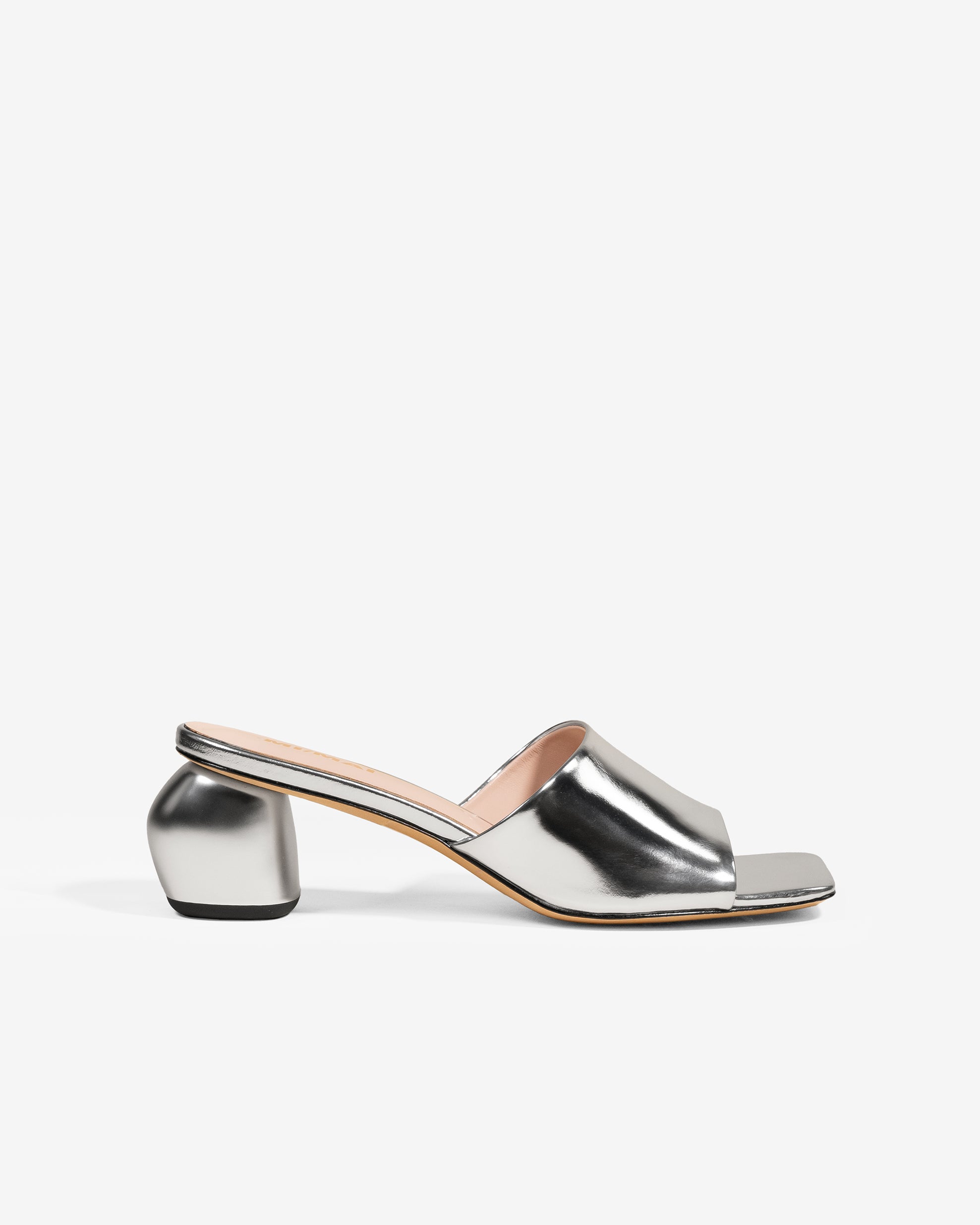Gemma Low Silver Leather Low Heel Mule