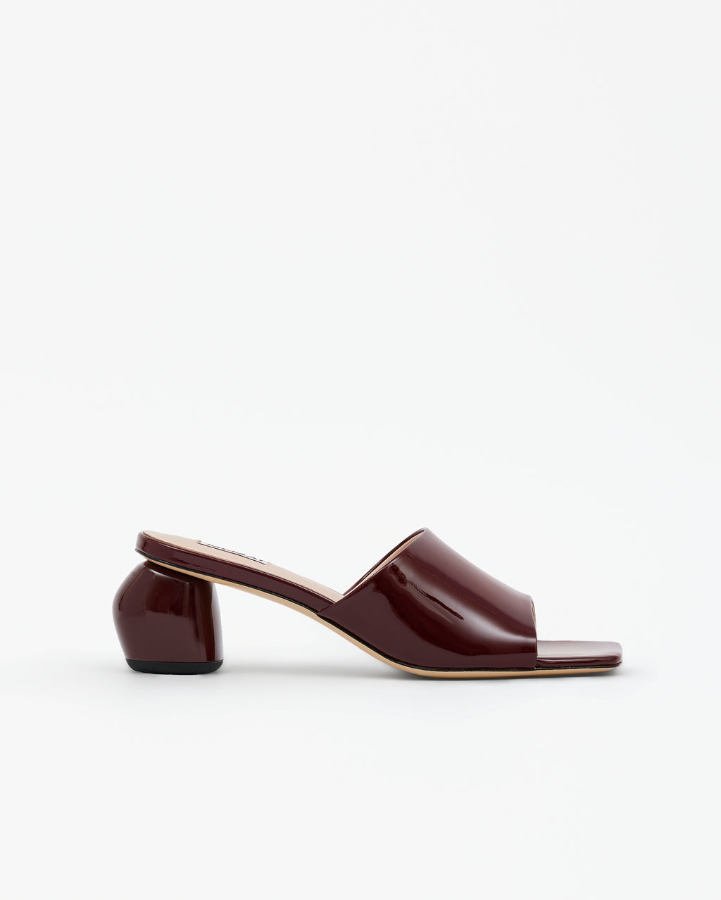 Mule à petit talon en cuir verni burgundy Gemma Low Burgundy