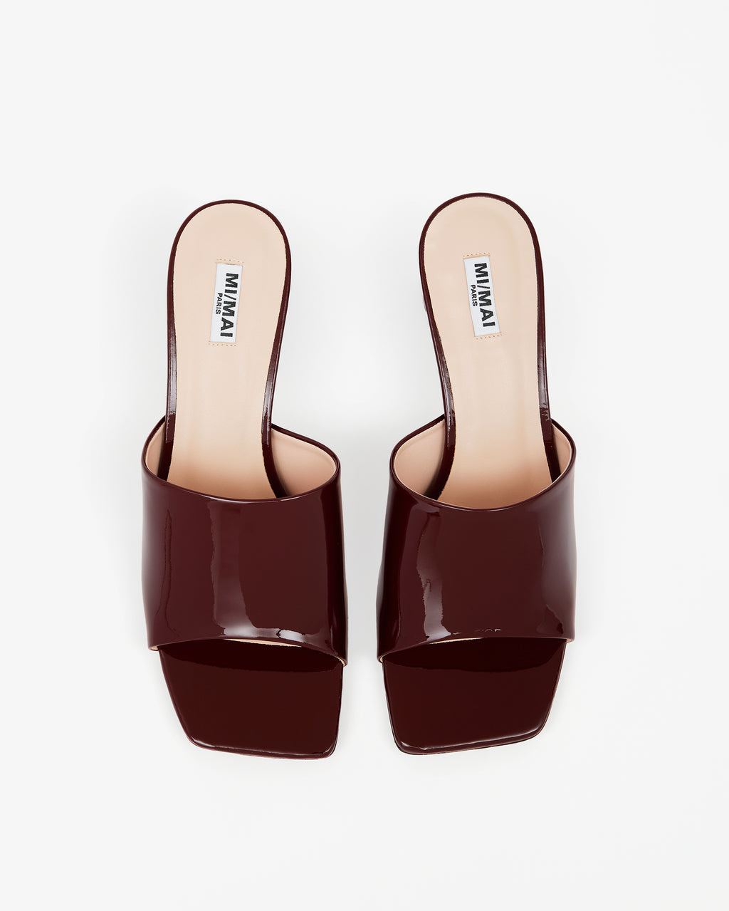 Mule à petit talon en cuir verni burgundy Gemma Low Burgundy