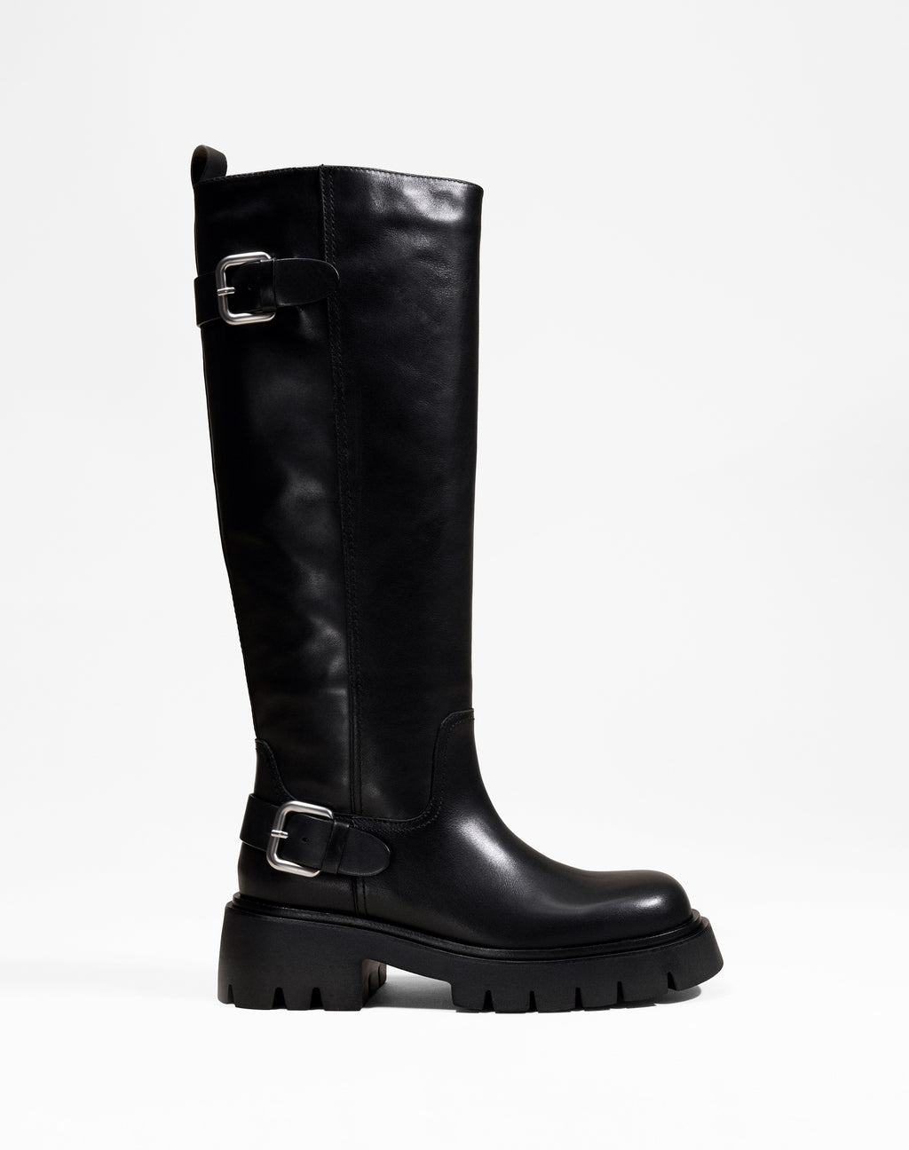 BOTTES NOIRES A SEMELLE CHUNKY CRANTEE EN CUIR HERPEN BLACK