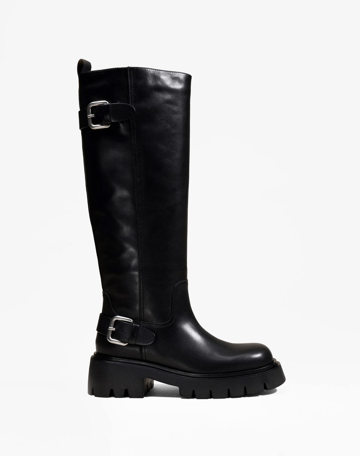 HERPEN BLACK LEATHER CHUNKY LOOT BOOTS