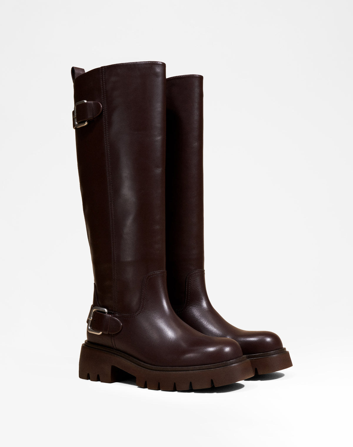 CHOCOLATE CHUNKY LEATHER BOOTS HERPEN CHOCOLATE