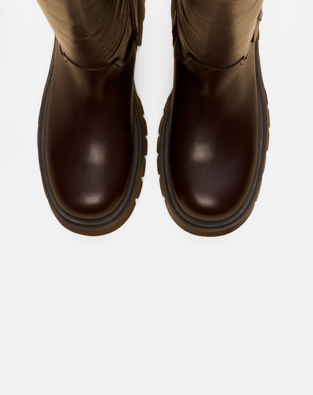 CHOCOLATE CHUNKY LEATHER BOOTS HERPEN CHOCOLATE
