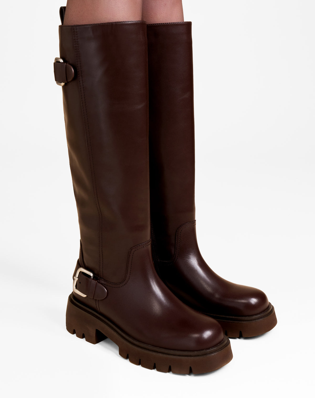 CHOCOLATE CHUNKY LEATHER BOOTS HERPEN CHOCOLATE