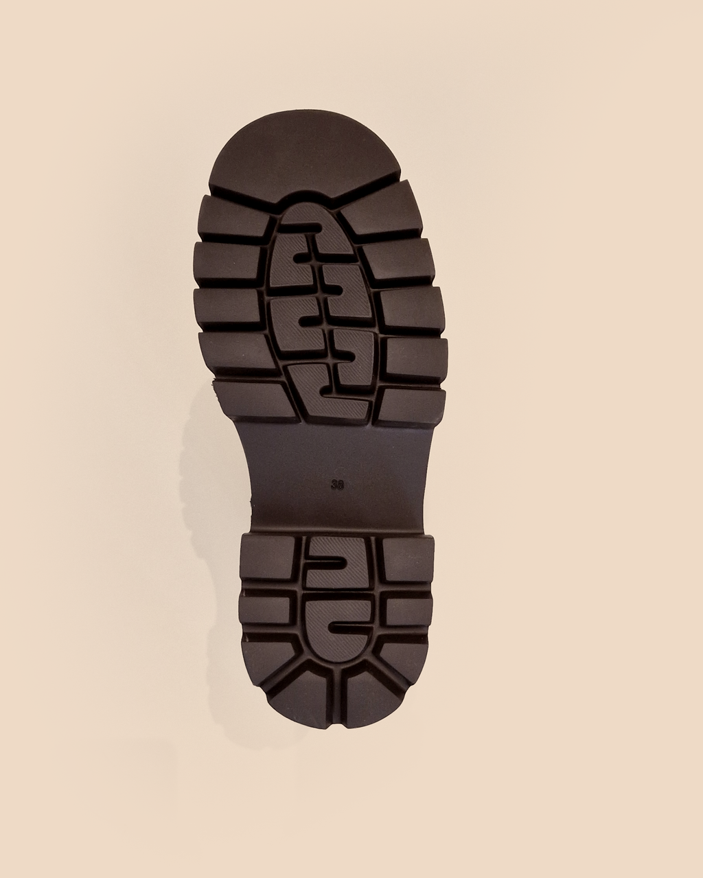 BOTTES CHOCOLAT A SEMELLE CHUNKY CRANTEE EN CUIR HERPEN CHOCOLATE