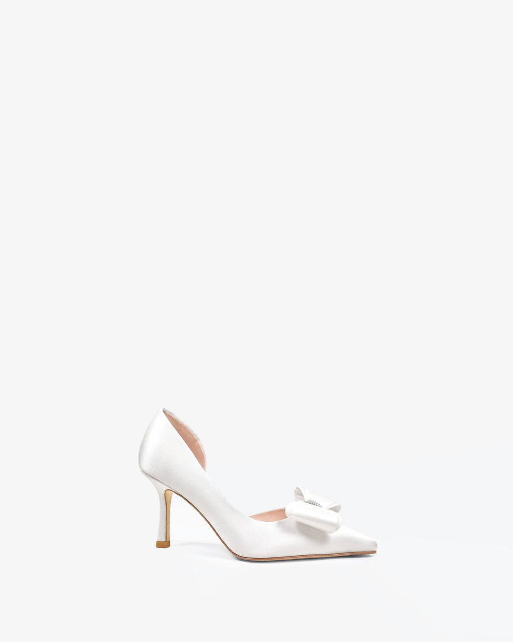 Escarpins en satin blanc à ornement noeud et strass Iris White Satin