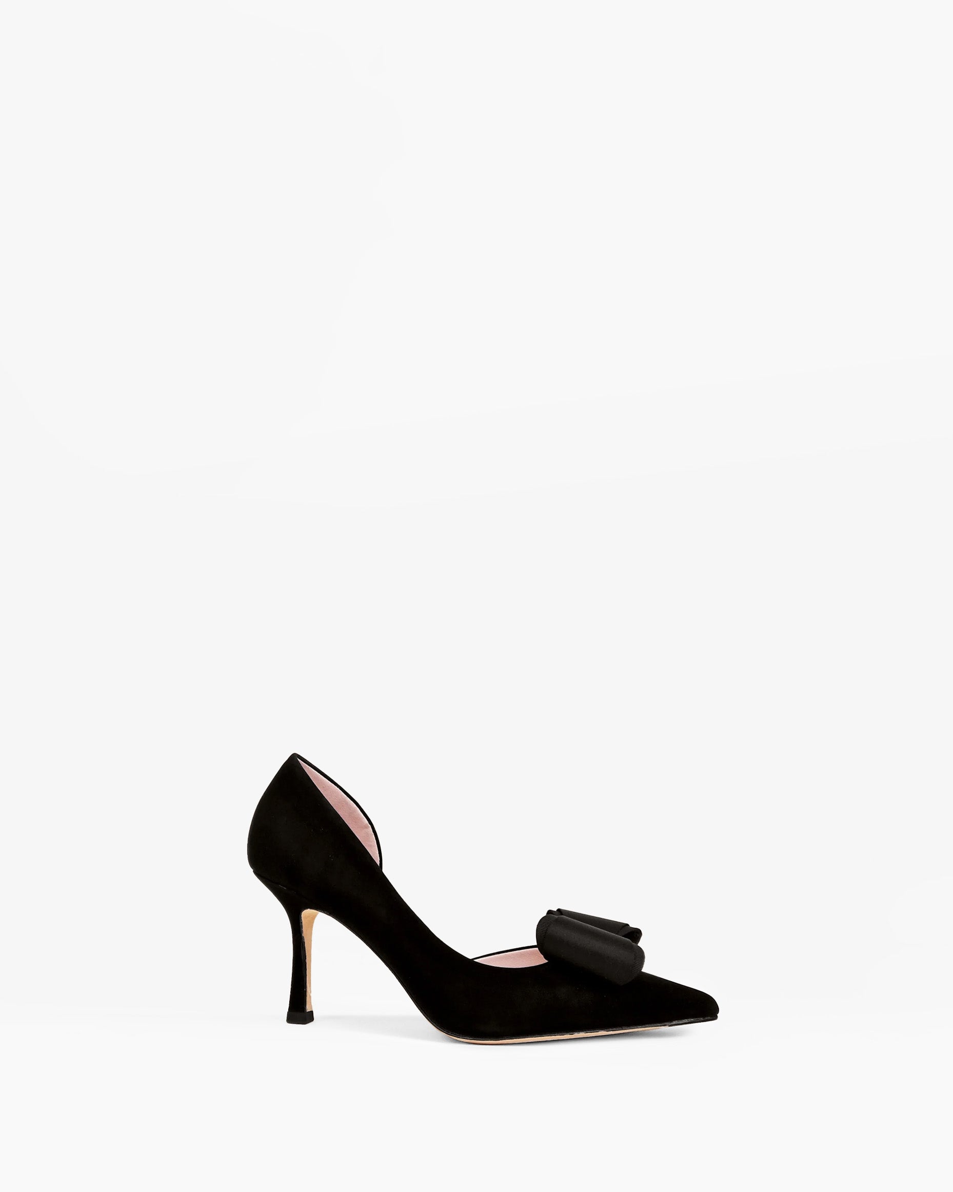 Escarpins noirs à bout pointu ornement noeud et strass Iris Black Leather