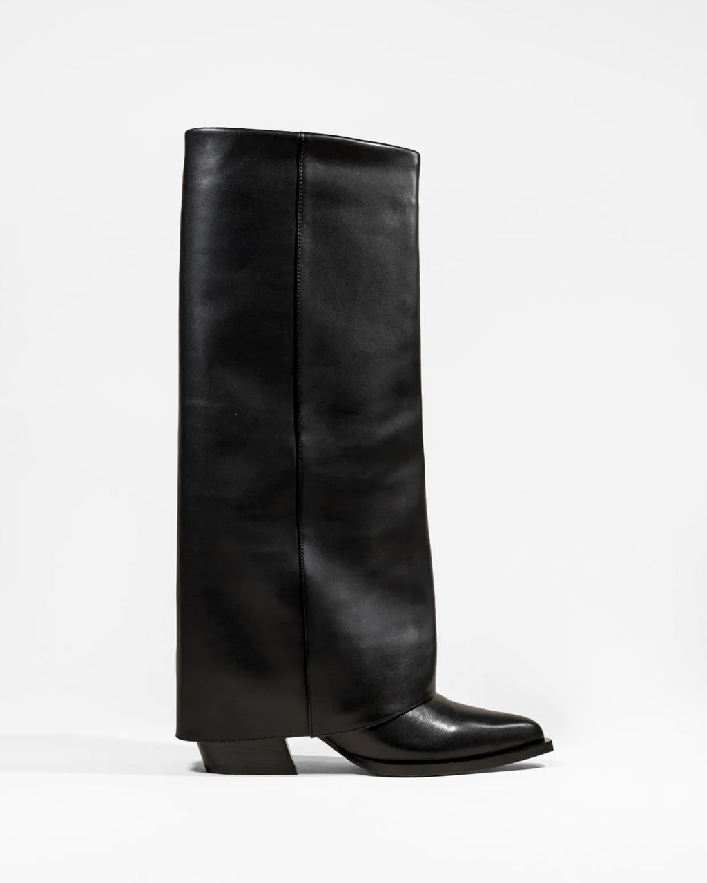 BOTTES A REVERS EN CUIR NOIR JOAN BLACK