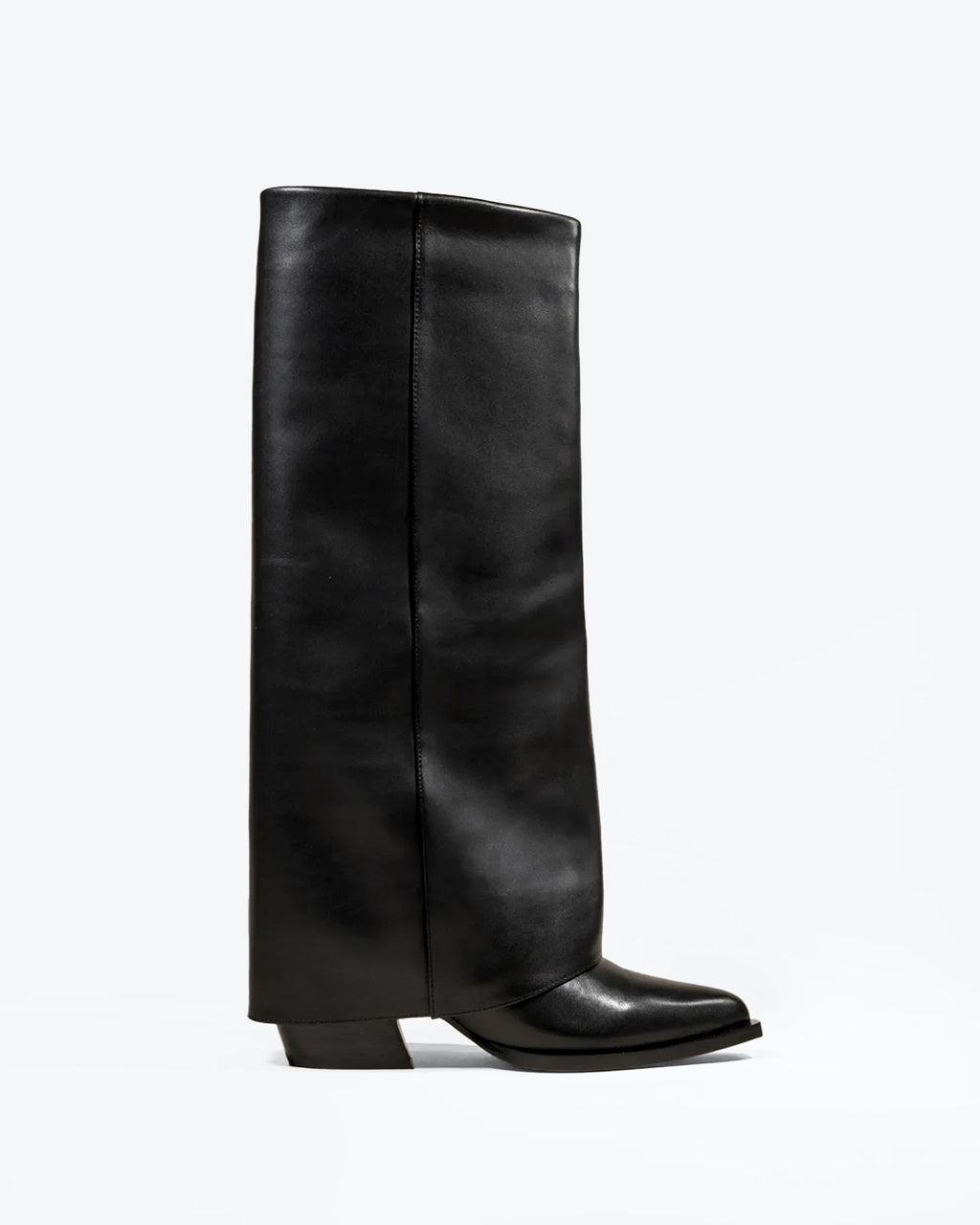 JOAN BACK BLACK LEATHER ROLLED-UP BOOTS
