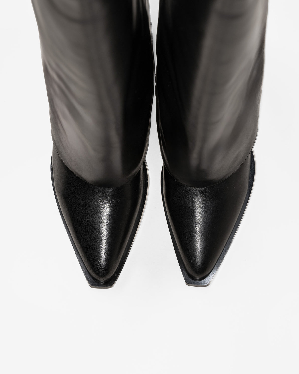 JOAN BACK BLACK LEATHER ROLLED-UP BOOTS