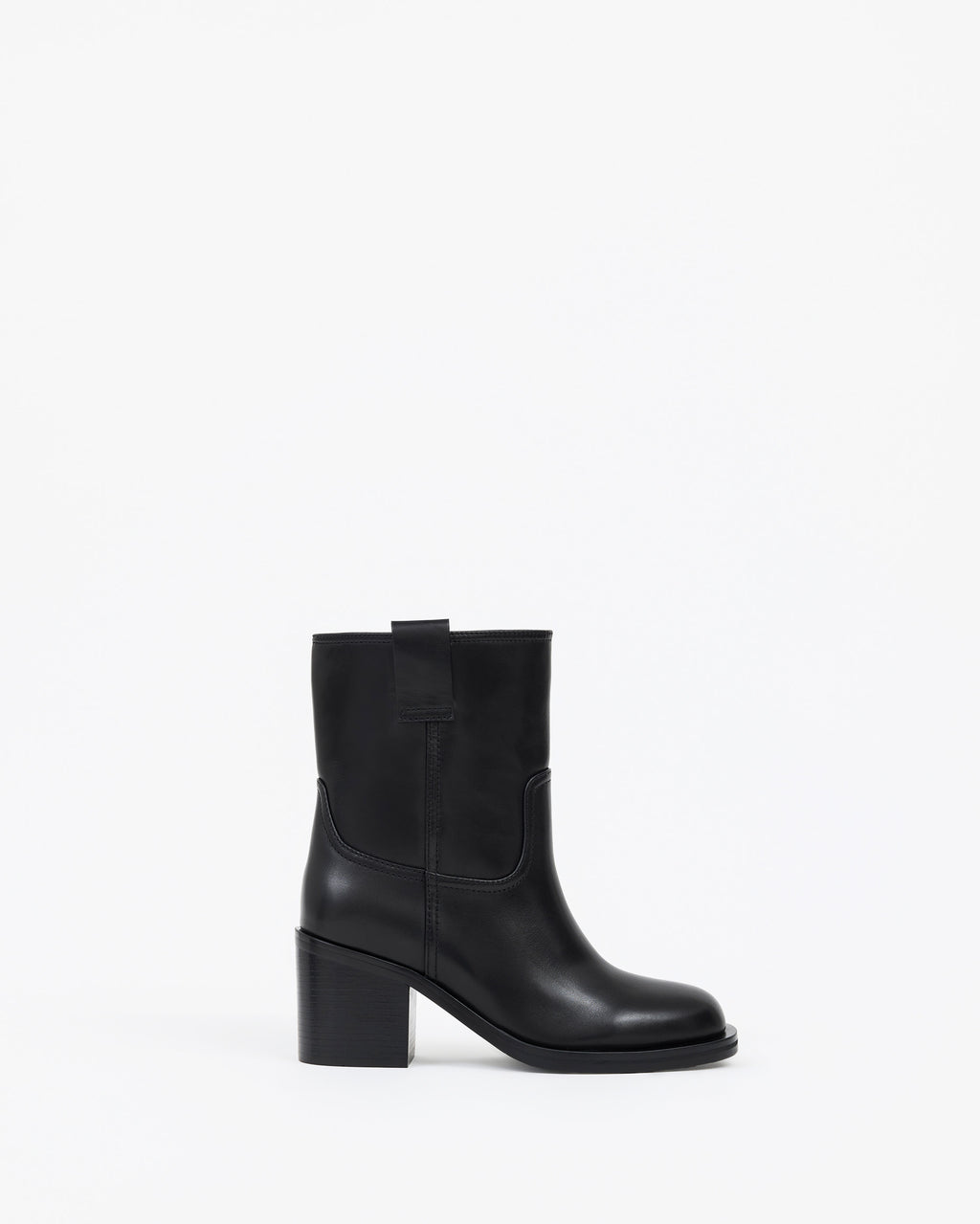 Bottines en cuir noir à talon bloc Jonas Black