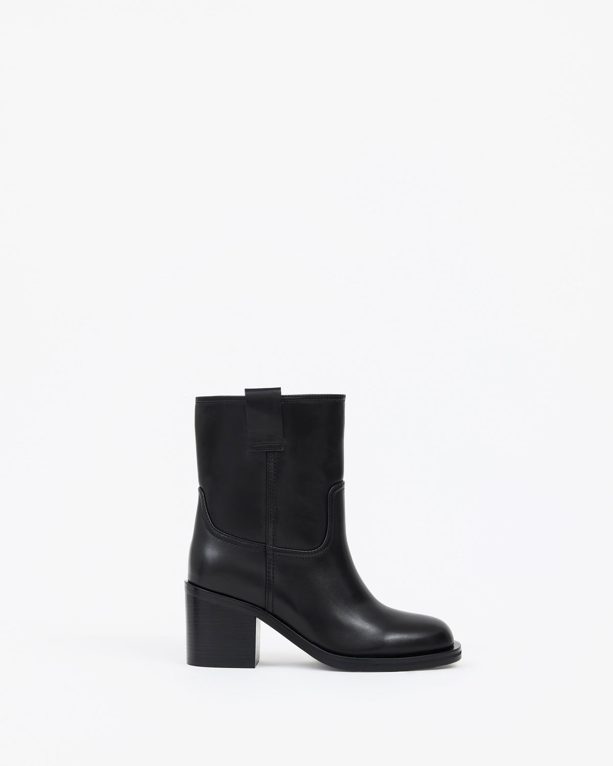 Bottines en cuir noir à talon bloc Jonas Black