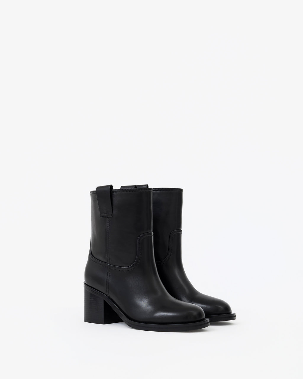Bottines en cuir noir à talon bloc Jonas Black