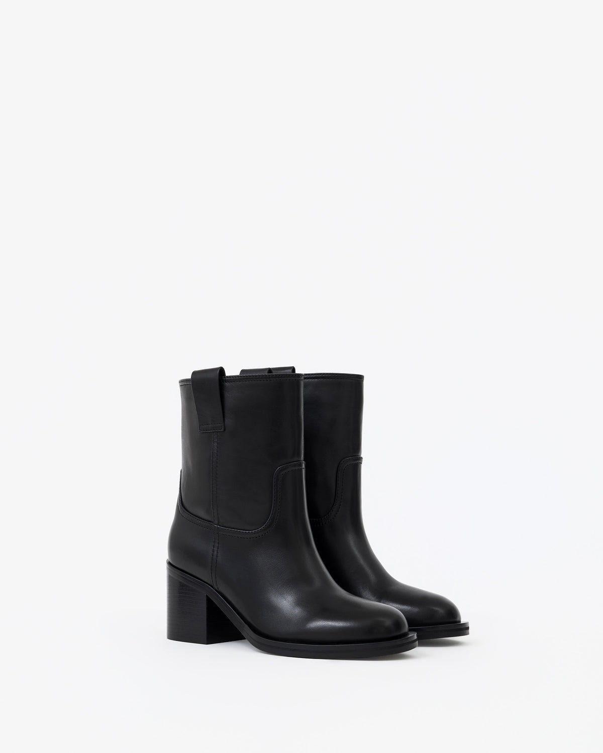 Bottines en cuir noir à talon bloc Jonas Black