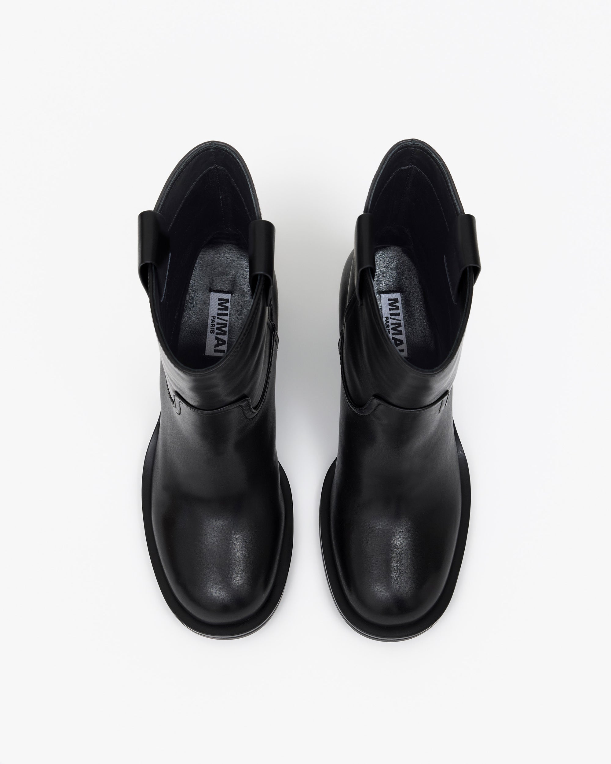Bottines en cuir noir à talon bloc Jonas Black