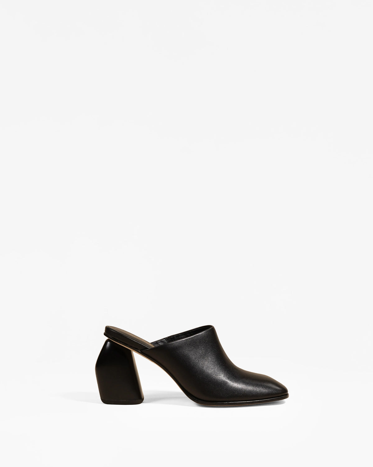 Junya Black High Heel Leather Clog Mule