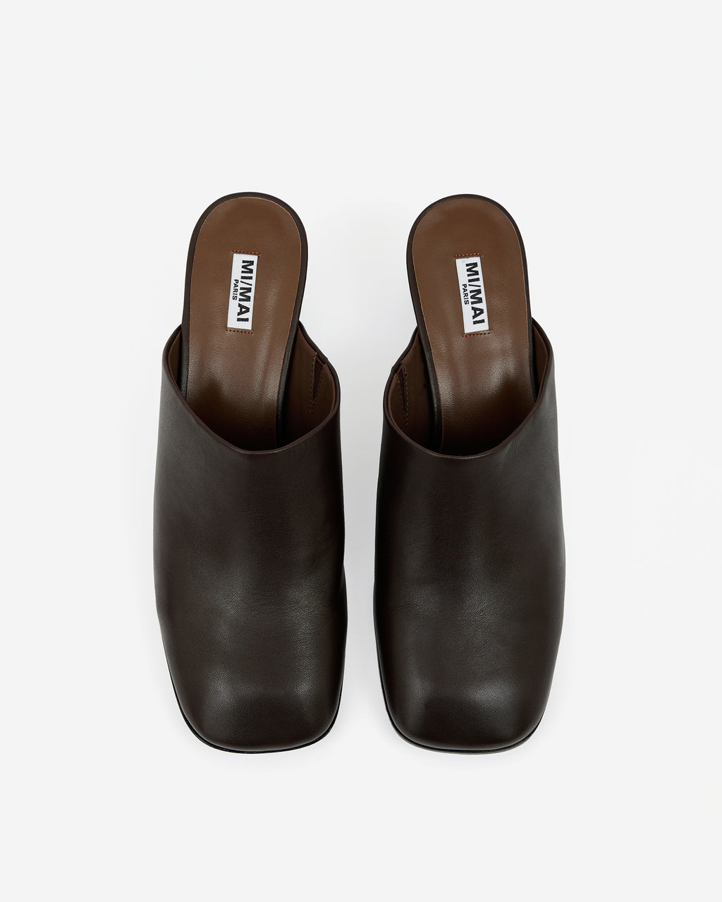Sabot à petit talon en cuir chocolat Junya Low Chocolate