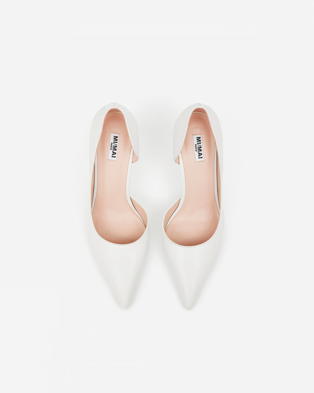 Escarpin en cuir blanc à bout pointu et talon aiguille Kelly Pure White