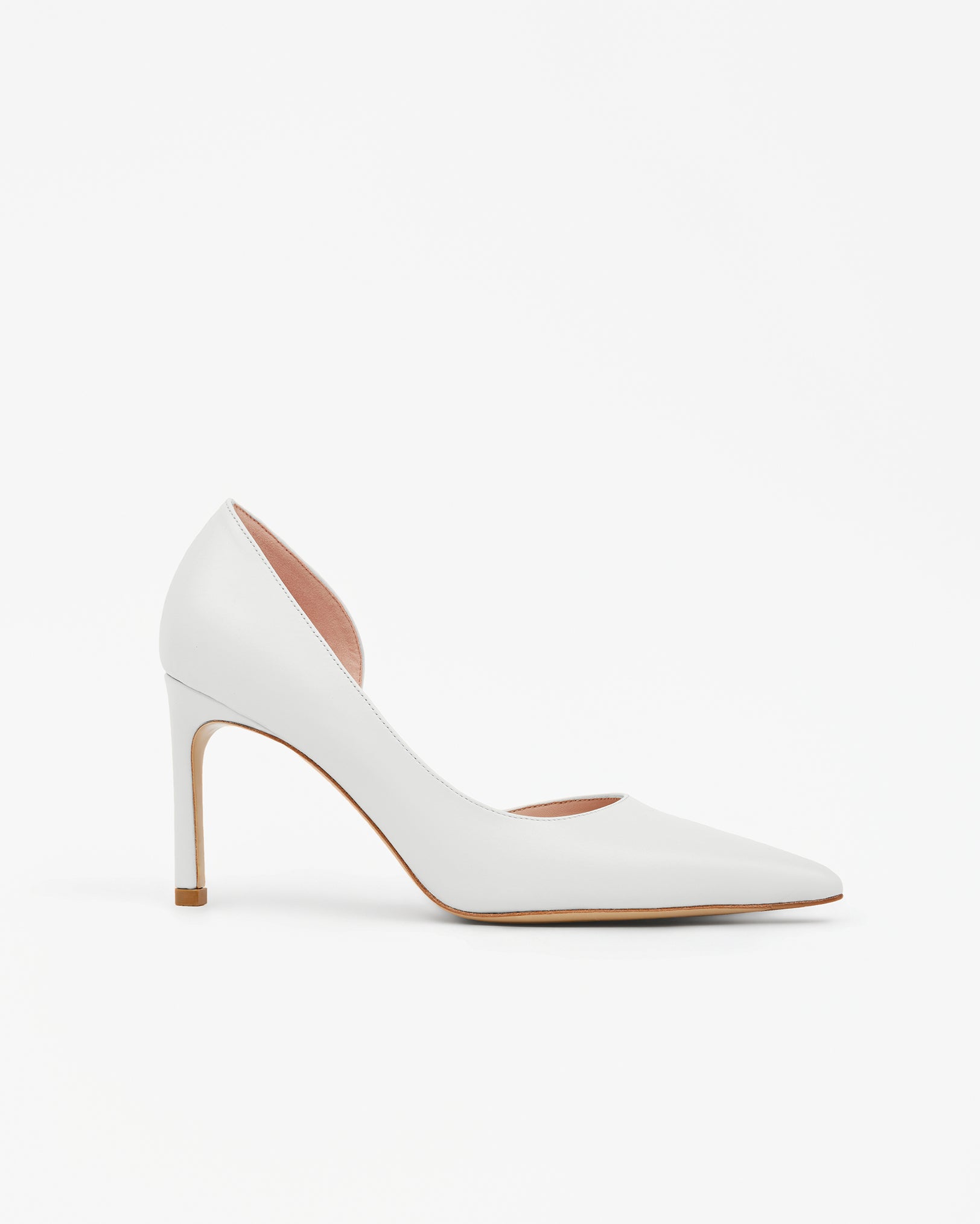 Escarpin en cuir blanc à bout pointu et talon aiguille Kelly Pure White