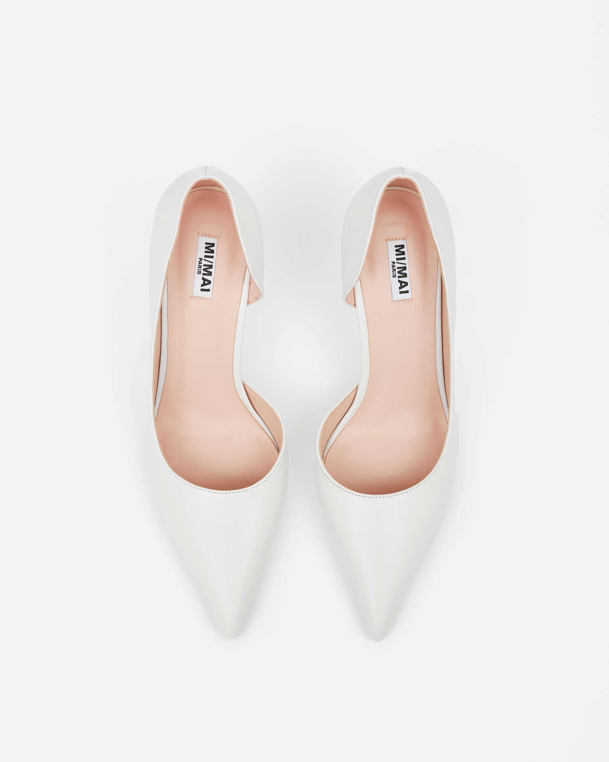 Escarpin en cuir blanc à bout pointu et talon aiguille Kelly Pure White