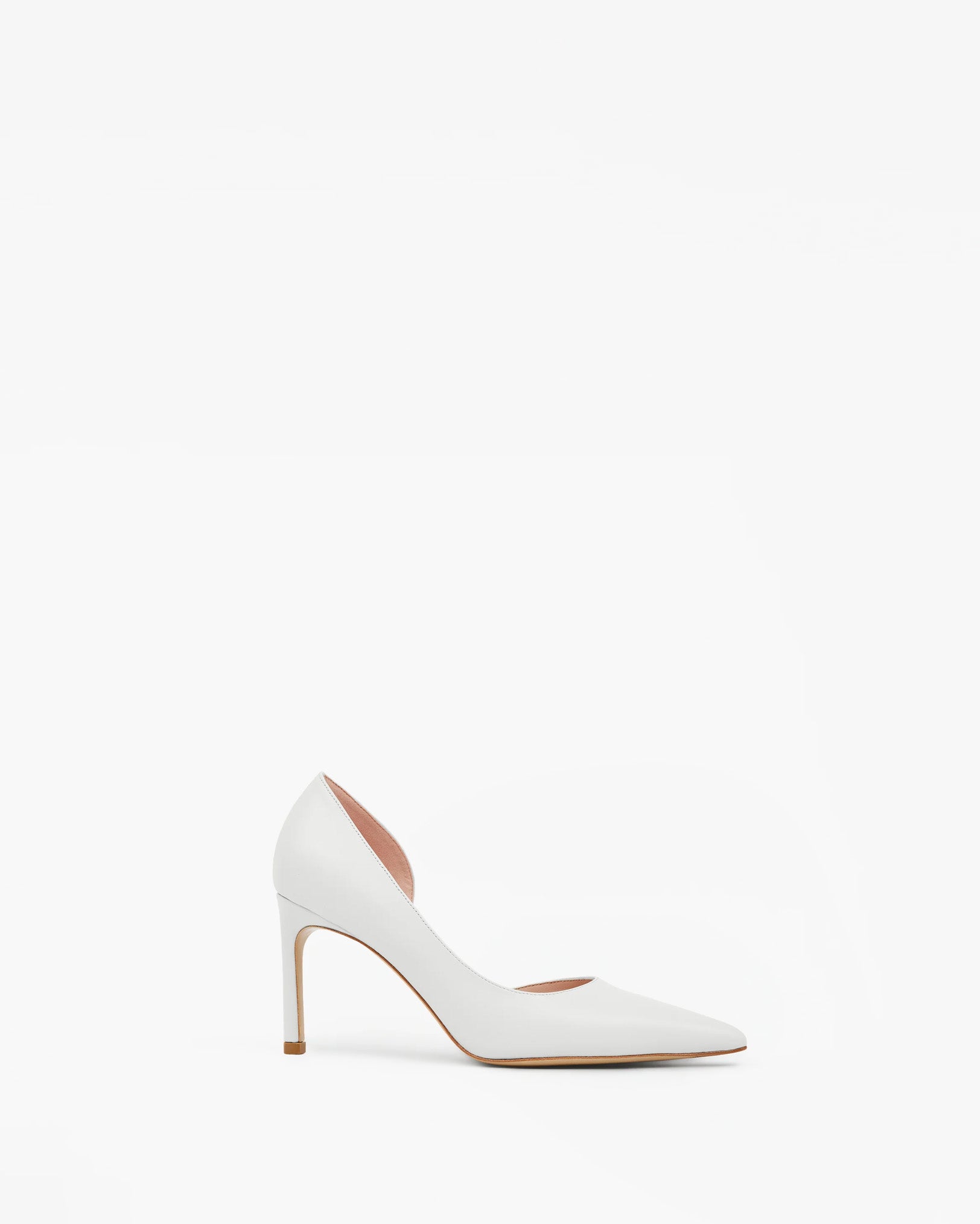 Escarpin en cuir blanc à bout pointu et talon aiguille Kelly Pure White