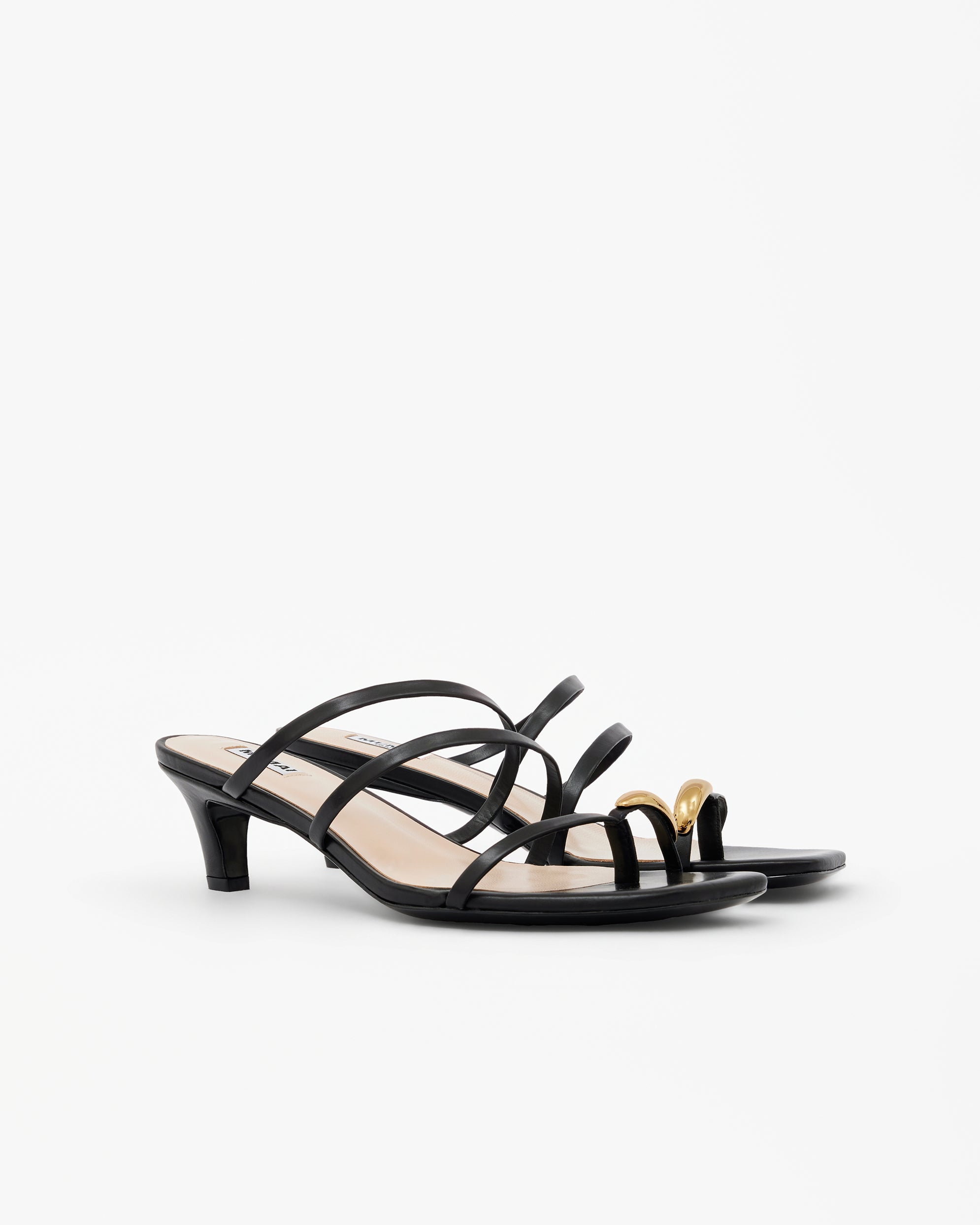 Gemma Low Nude beige leather low-heeled mule
