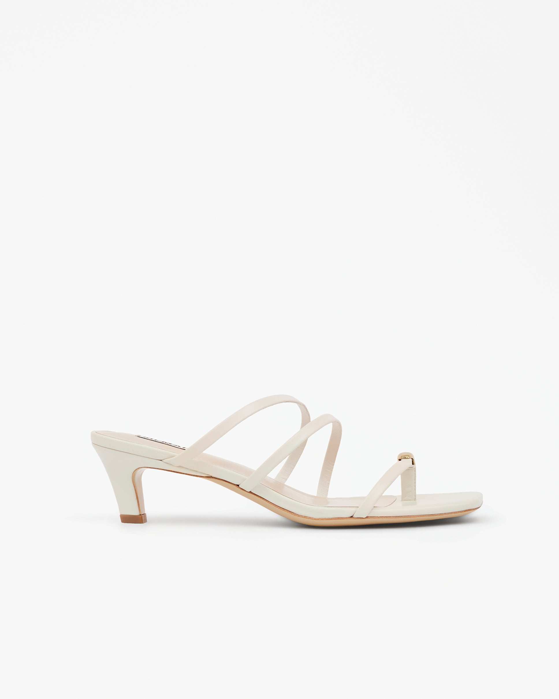 Gemma Low Nude beige leather low-heeled mule