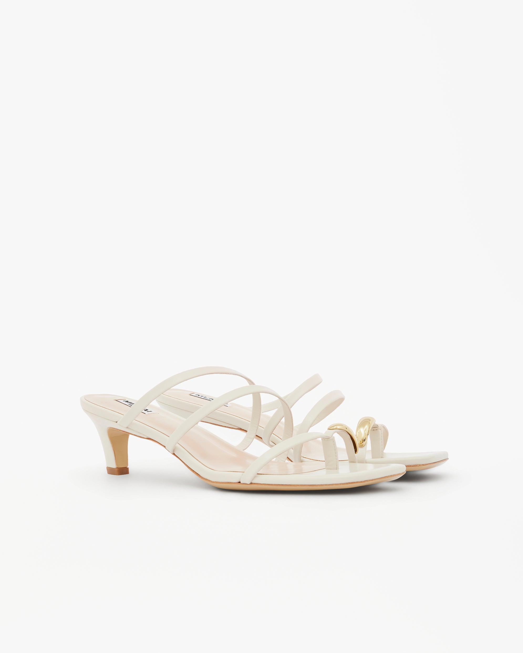 Gemma Low Nude beige leather low-heeled mule