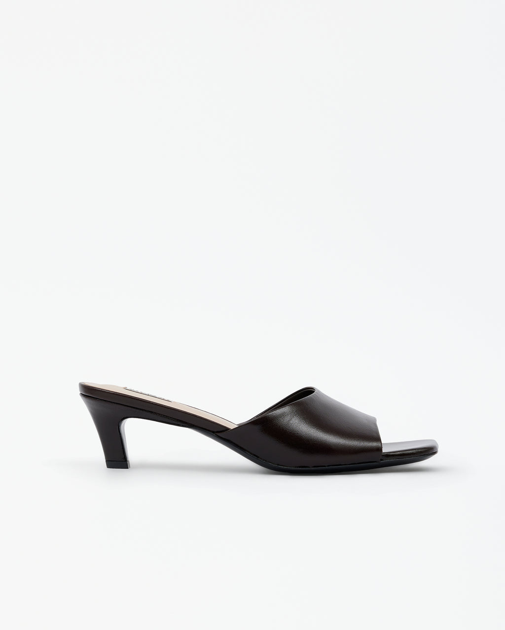 Mule en cuir glossy bordeaux à talon bas Liz Burgundy