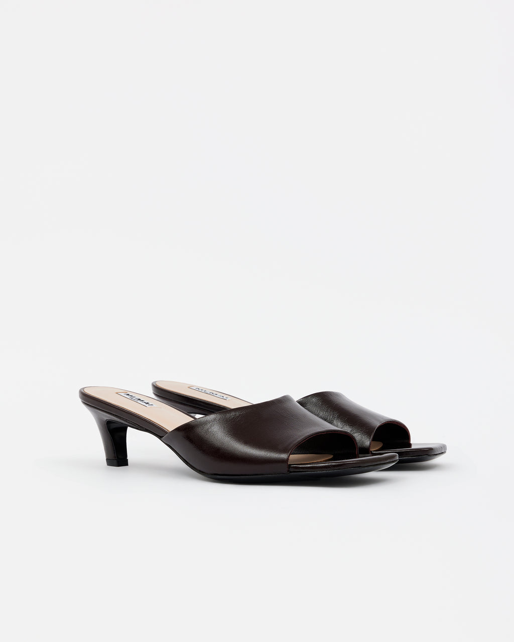 Mule en cuir glossy bordeaux à talon bas Liz Burgundy