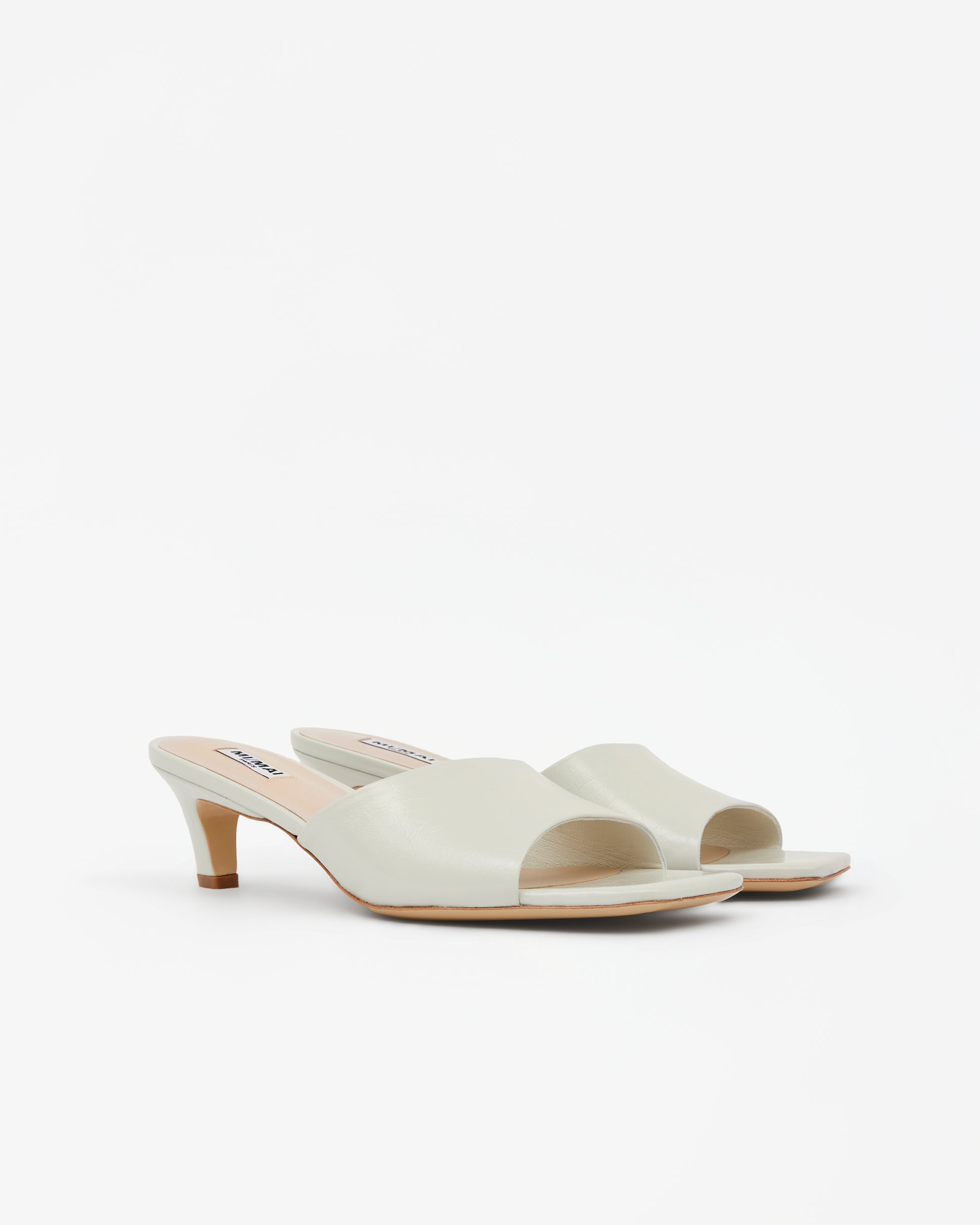 Gemma Low Nude beige leather low-heeled mule