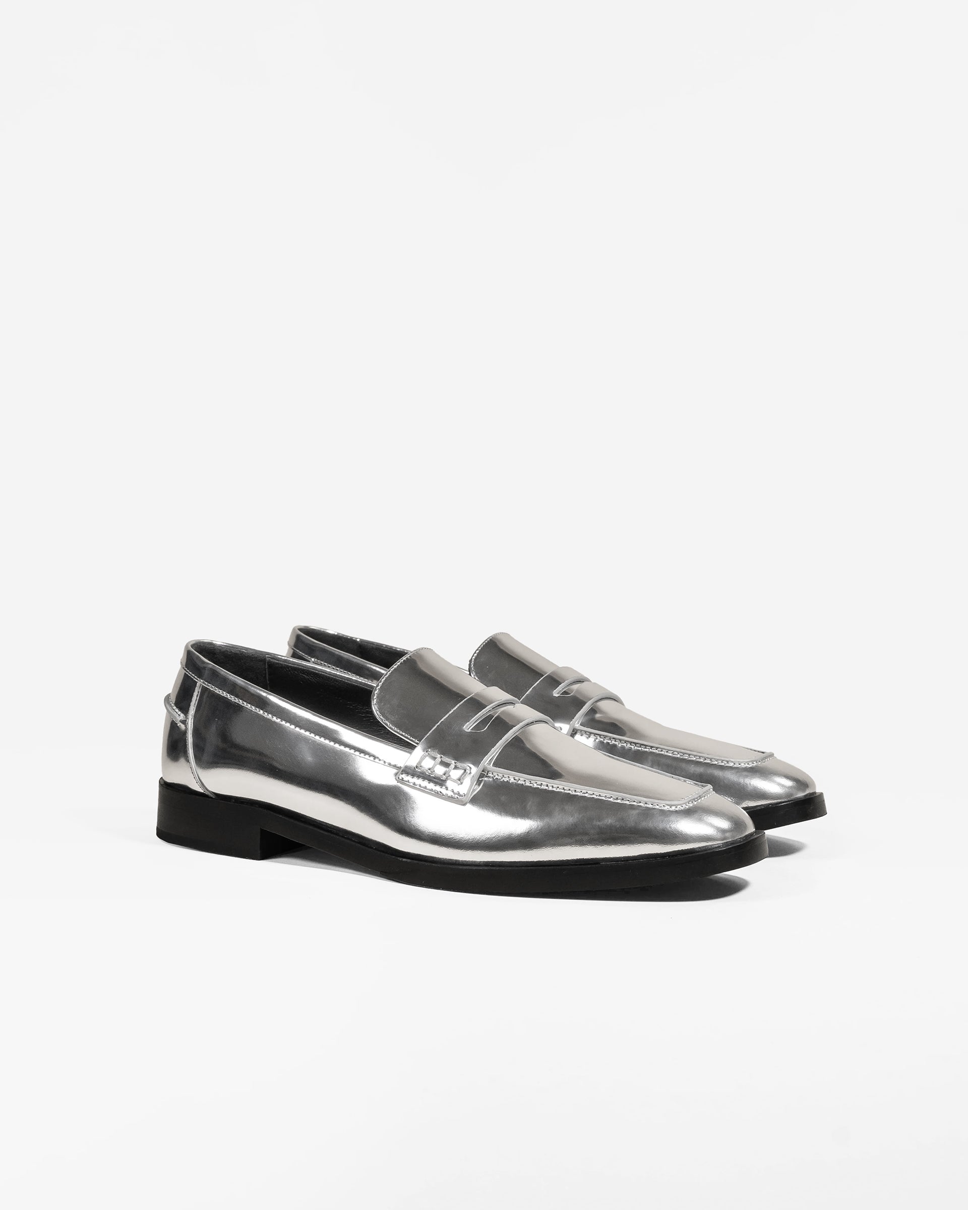 Mocassin en cuir argenté Luciano Silver