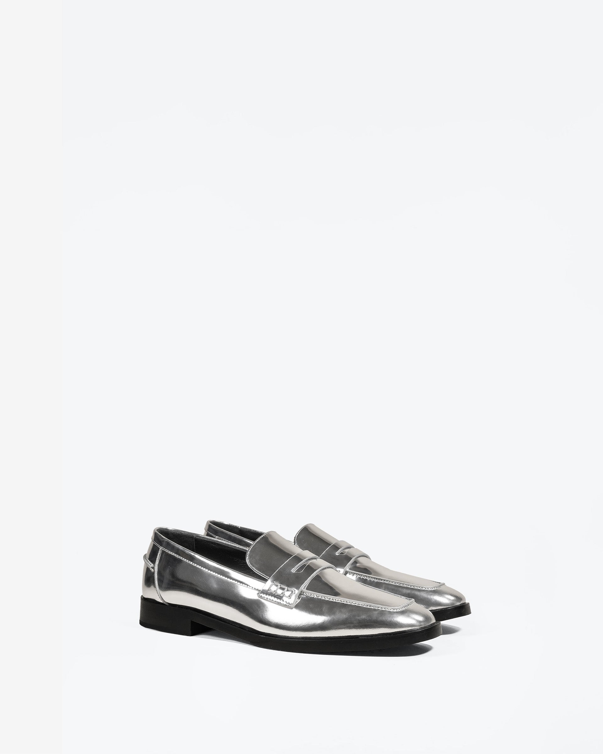 Mocassin en cuir argenté Luciano Silver