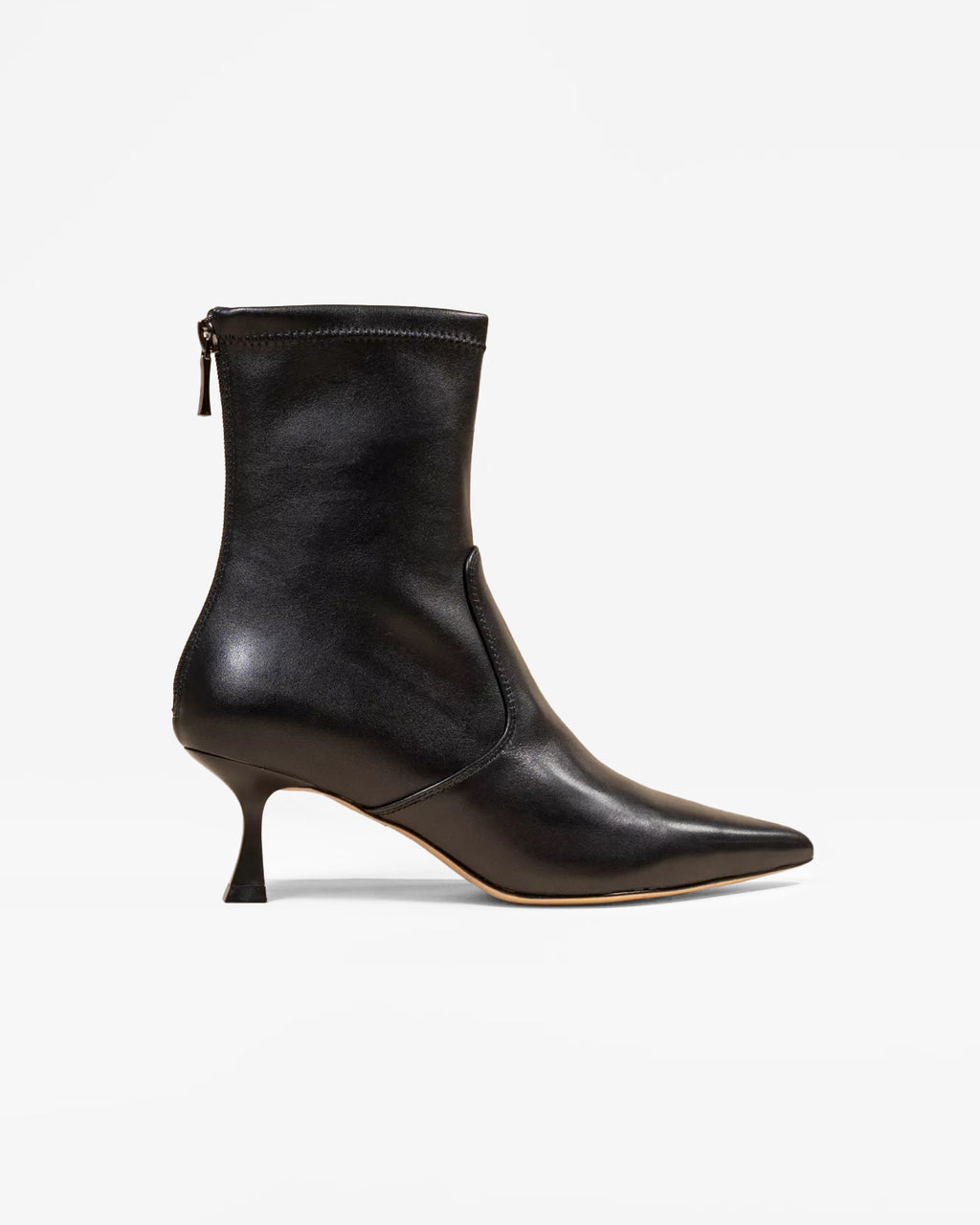 LOUISE BLACK POINTED TOE ANKLE BOOTS WITH SPOOL HEEL