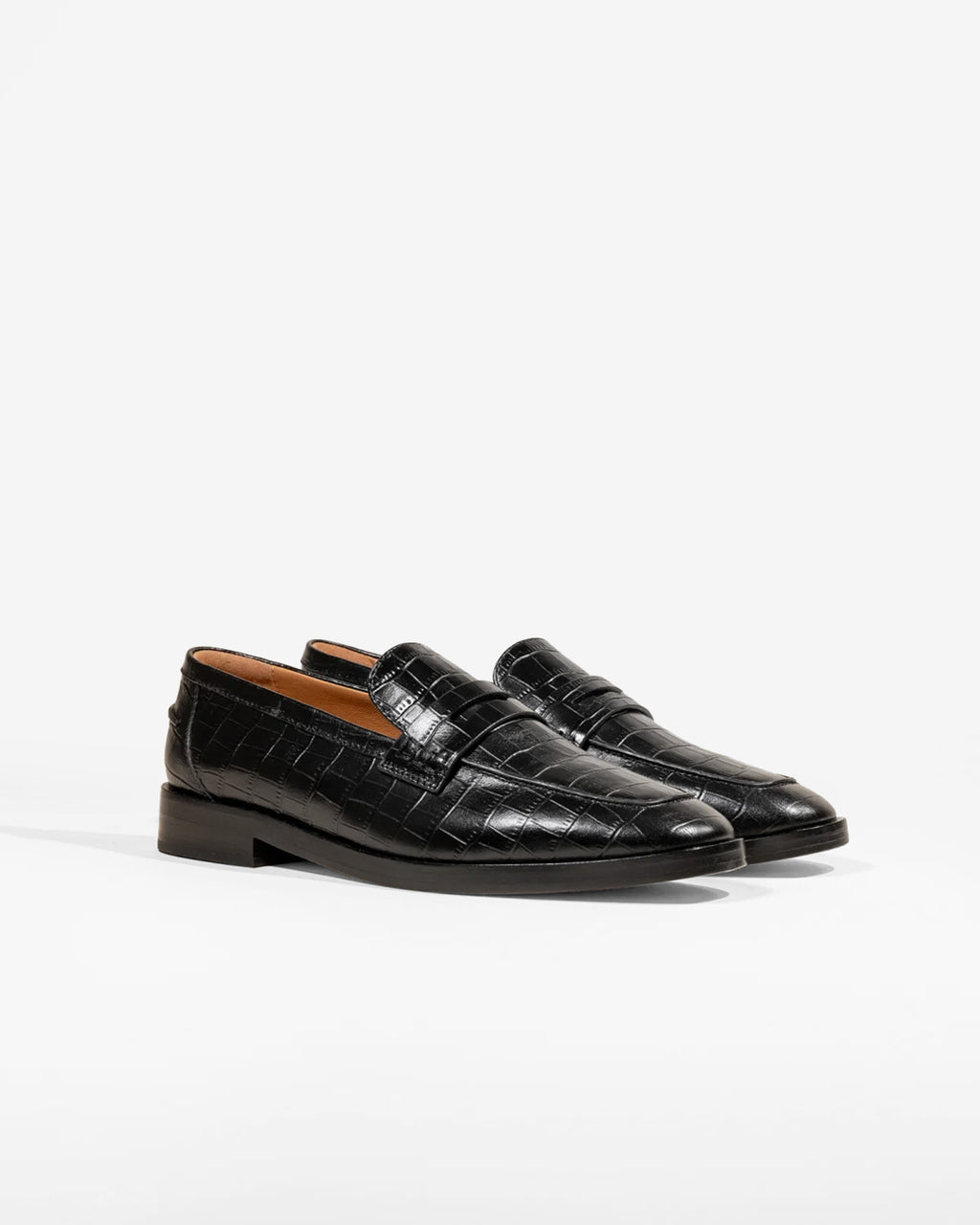 LUCIANO BLACK CROC CROCODILE LEATHER MOCCASINS