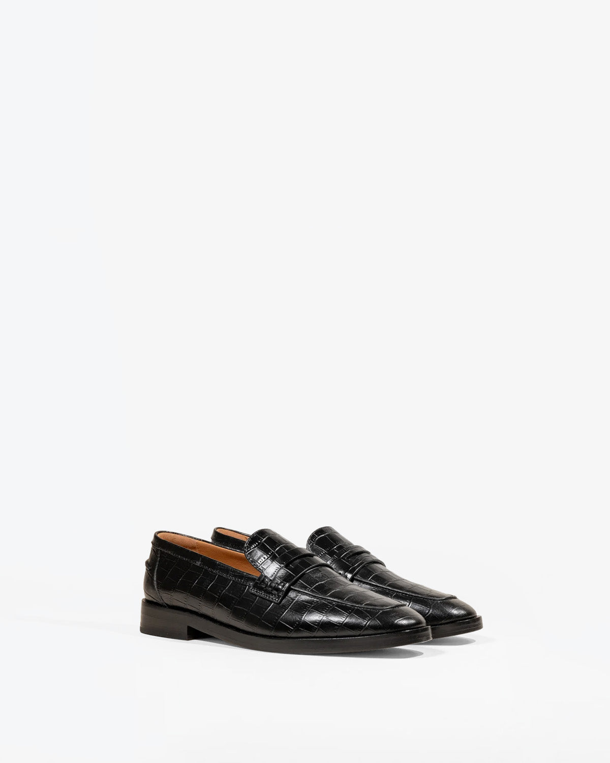 MOCASSINS EN CUIR NOIR FACON CROCODILE LUCIANO BLACK CROC