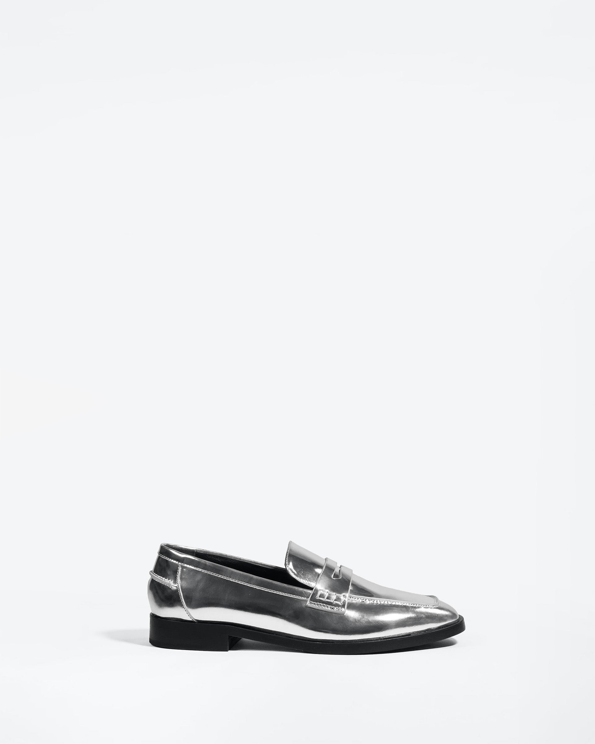 Mocassin en cuir argenté Luciano Silver