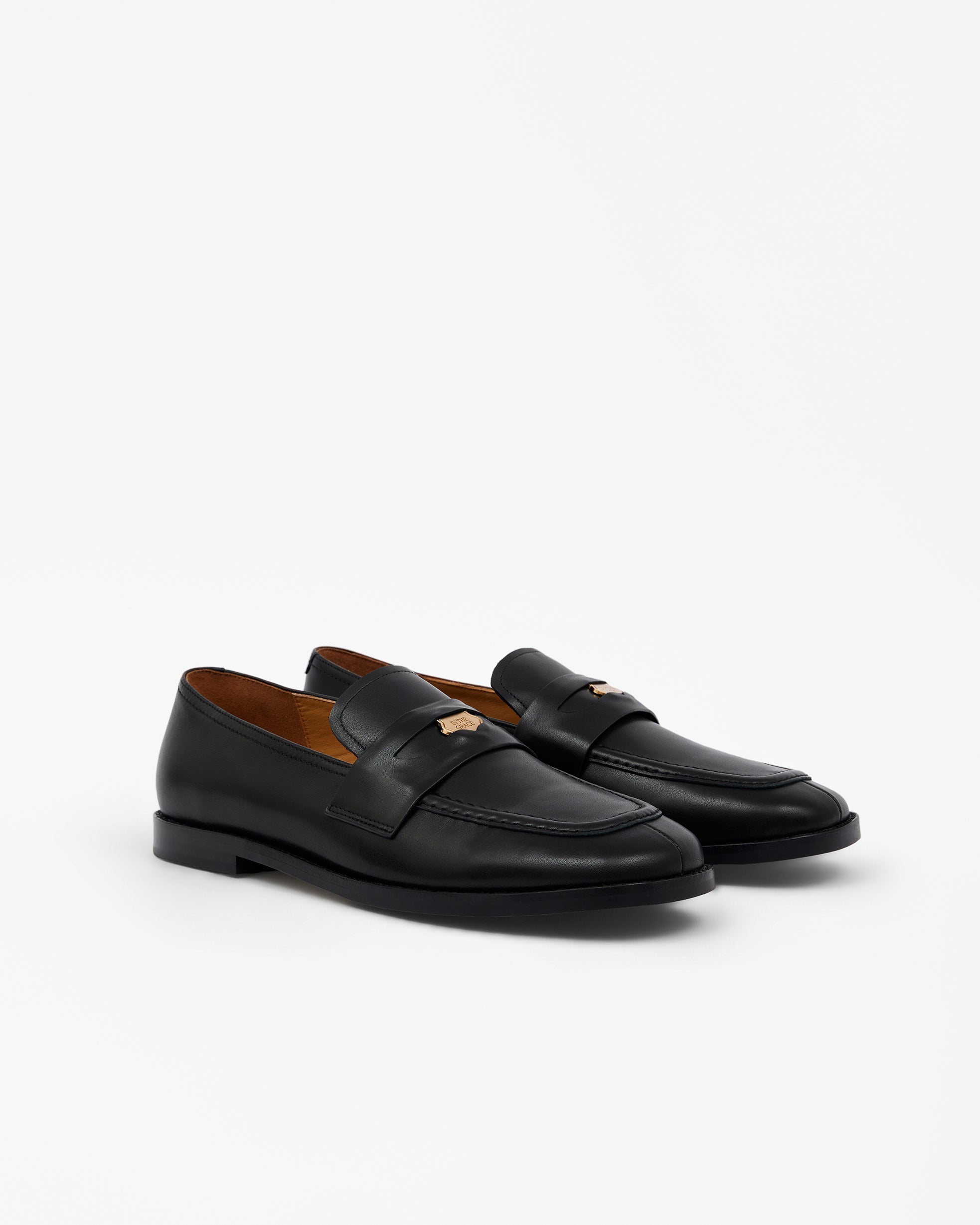 LUCIANO PENNY BLACK LEATHER MOCCASINS