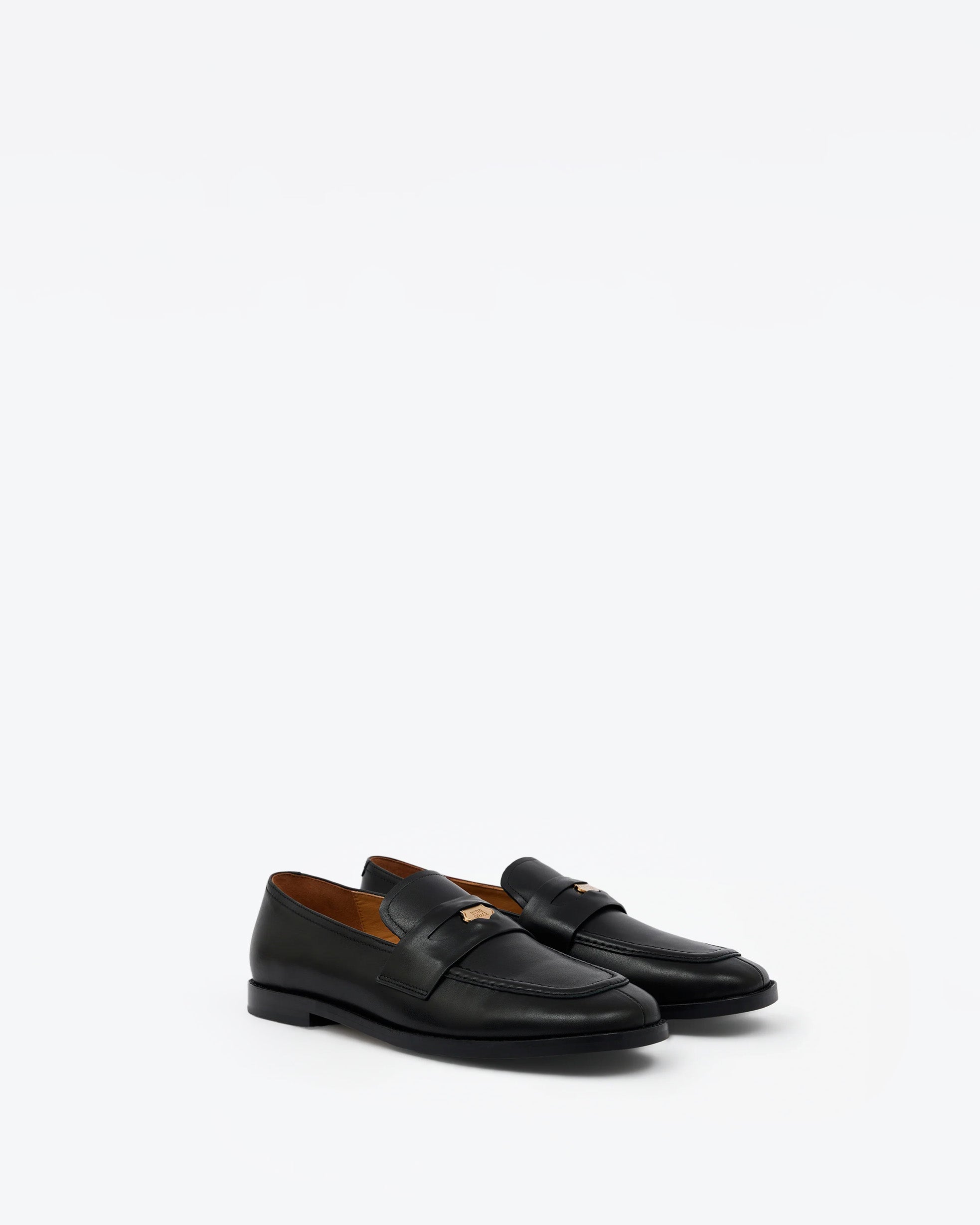 Mocassins penny loafers en cuir noir Luciano Black Grace