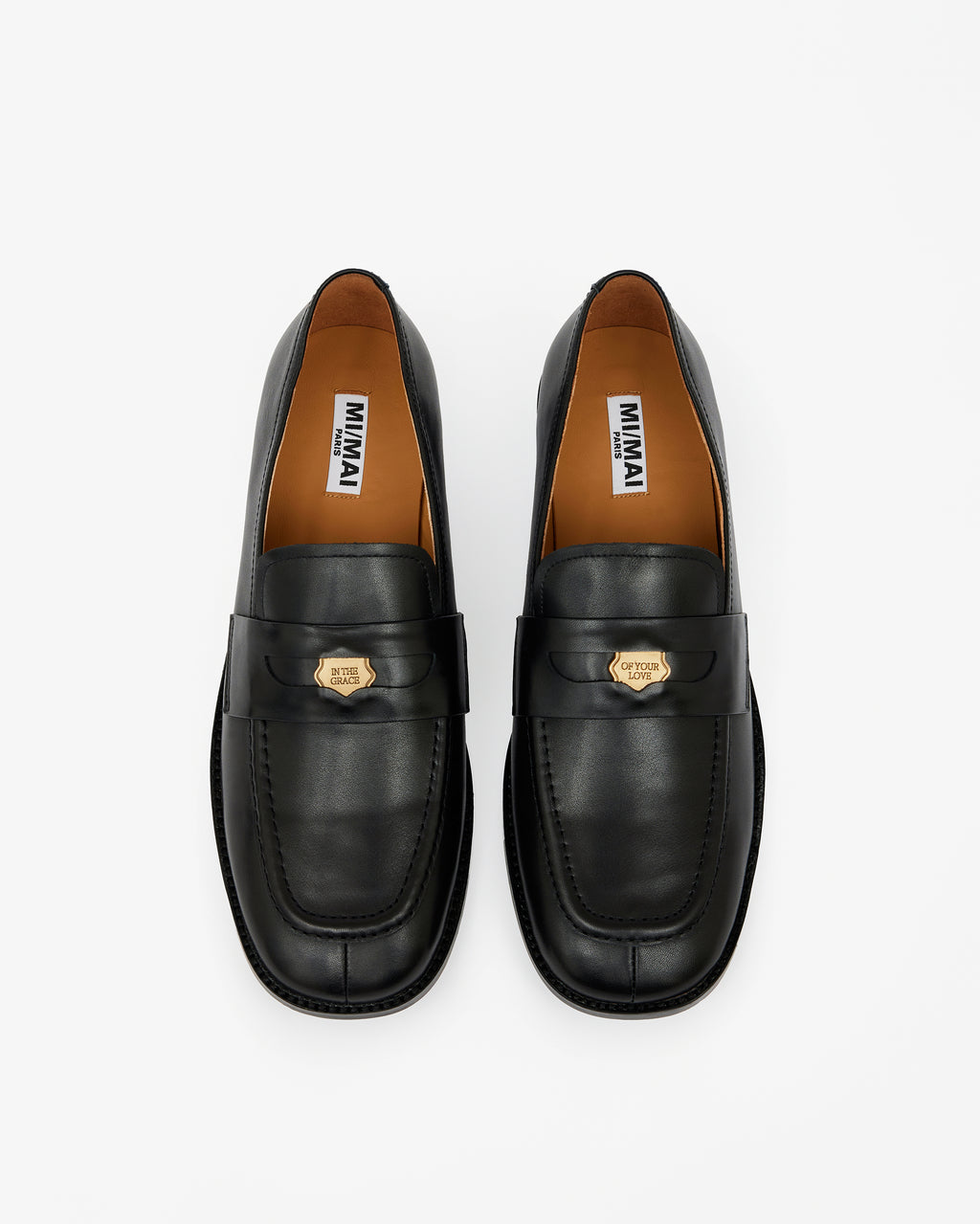 LUCIANO PENNY BLACK LEATHER MOCCASINS