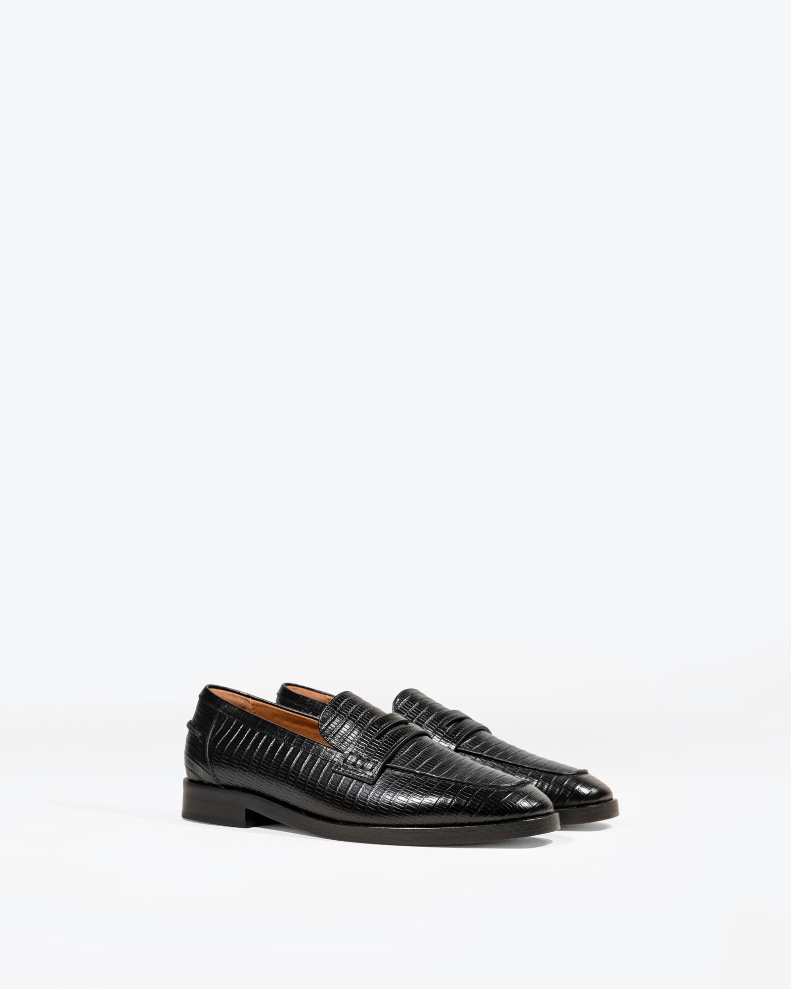 MOCASSINS EN CUIR NOIR FACON LEZARD LUCIANO BLACK LIZARD