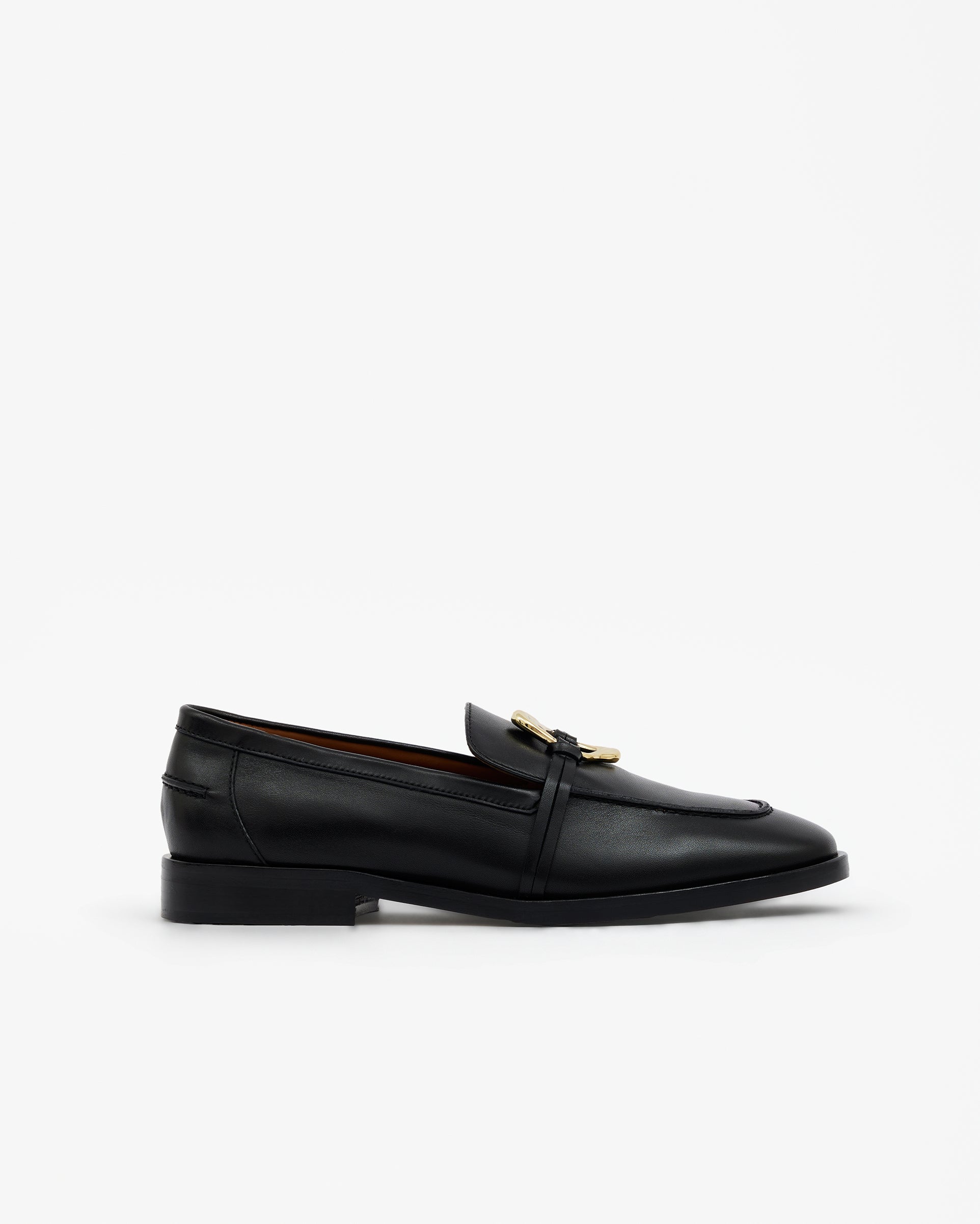LUCIANO PENNY BLACK LEATHER MOCCASINS