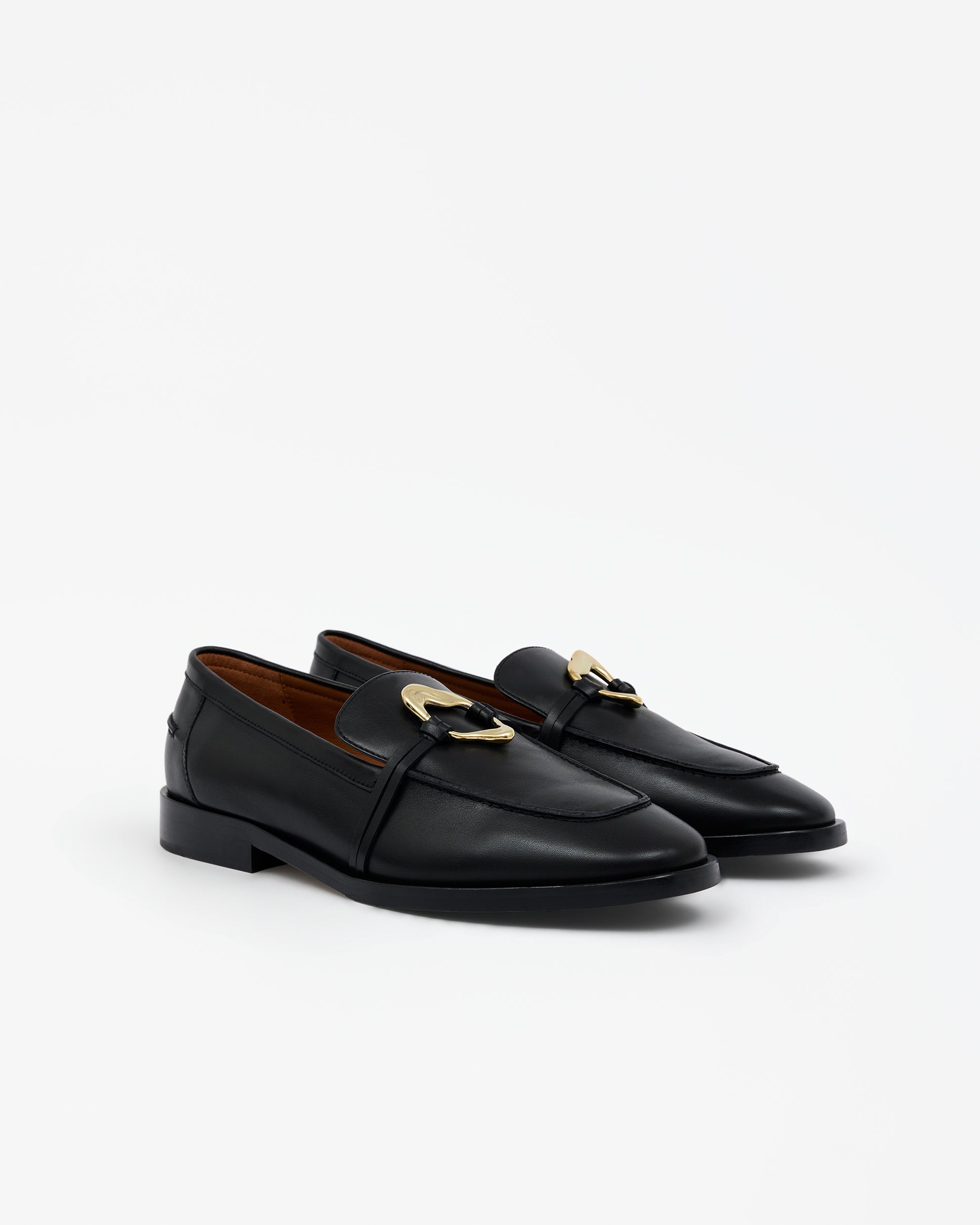 LUCIANO PENNY BLACK LEATHER MOCCASINS