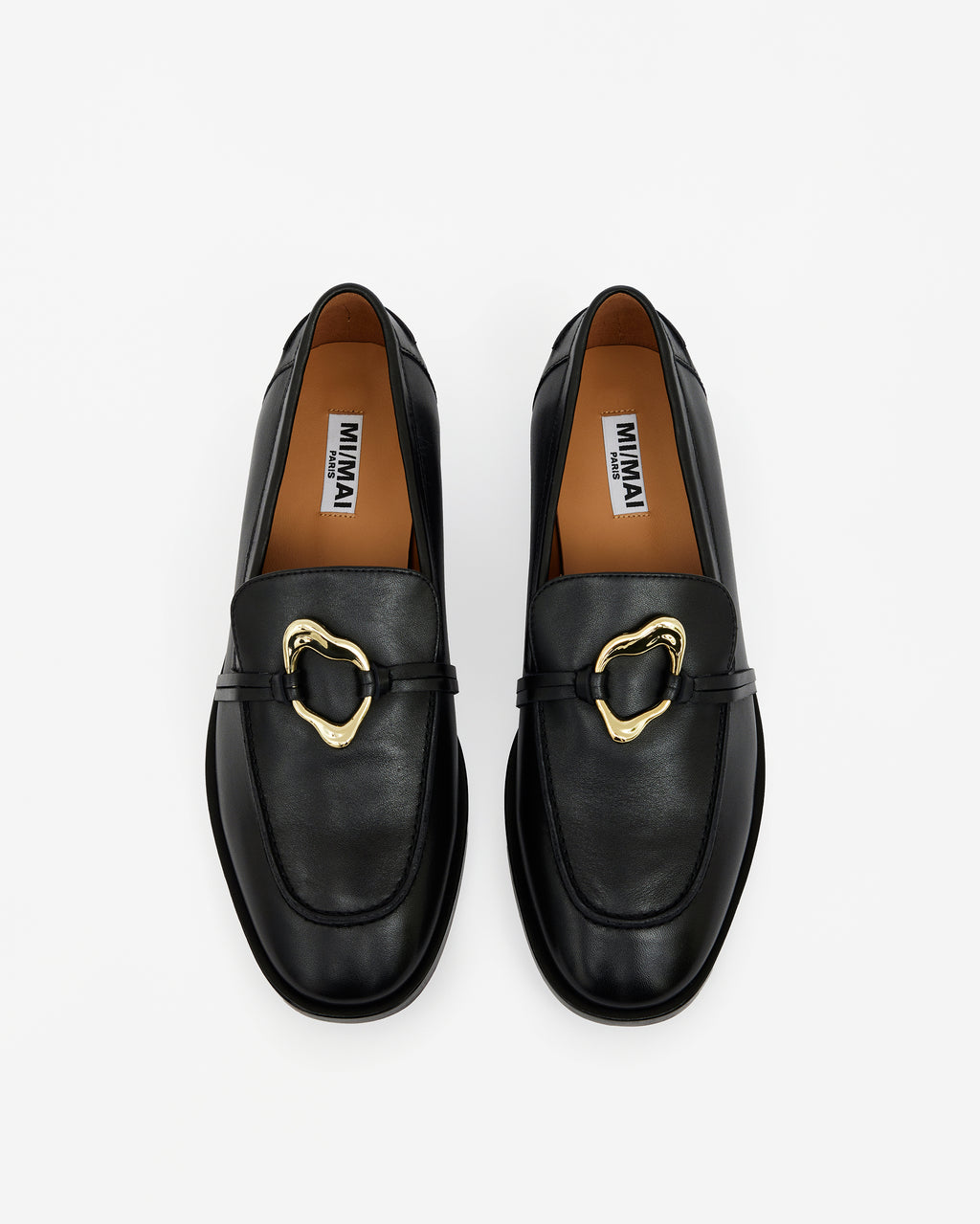 LUCIANO PENNY BLACK LEATHER MOCCASINS