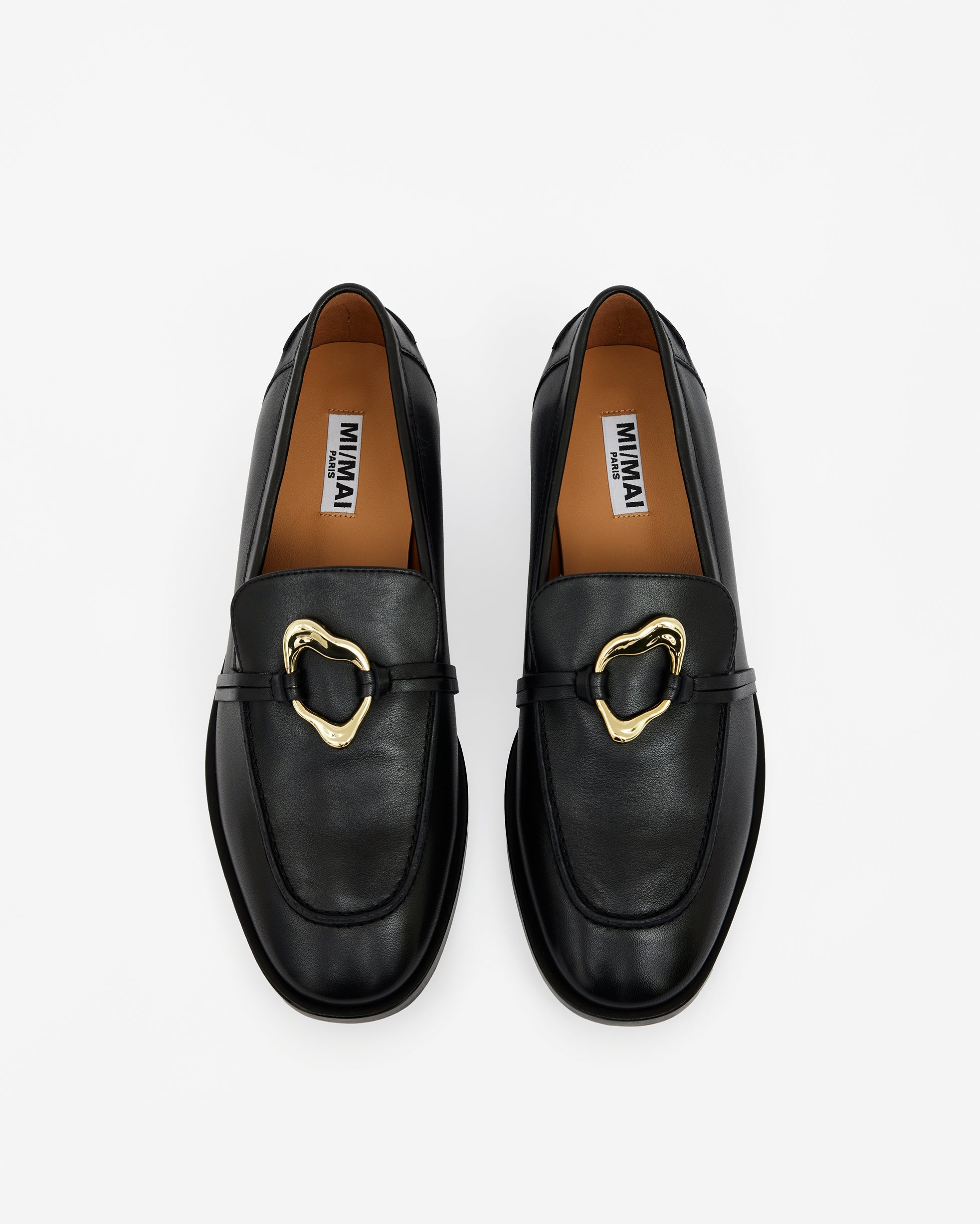 LUCIANO PENNY BLACK LEATHER MOCCASINS