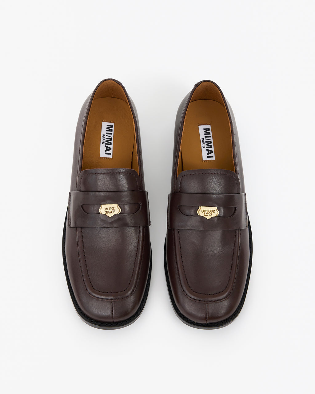 Mocassins penny loafers en cuir noir Luciano Chocolate Grace
