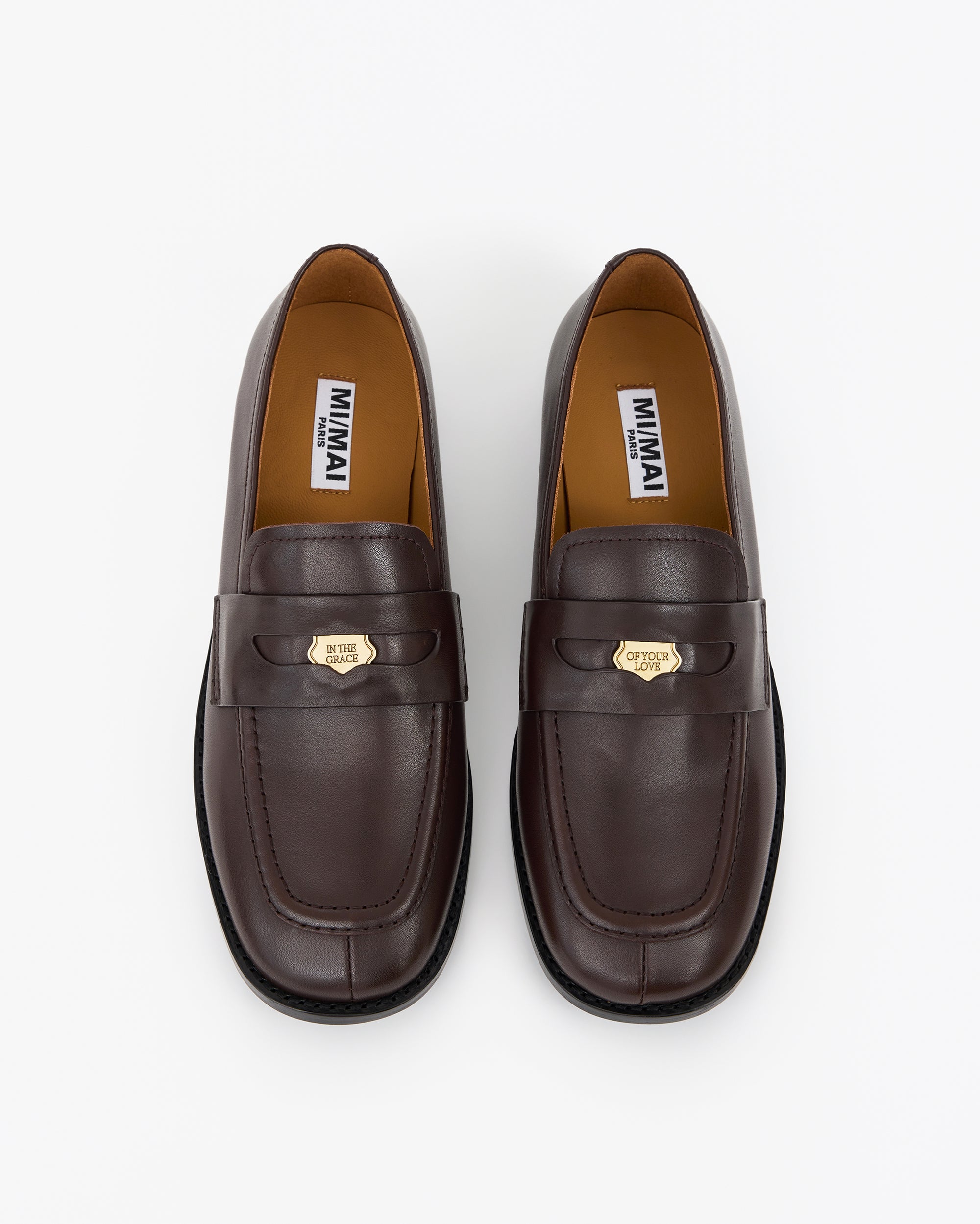Mocassins penny loafers en cuir noir Luciano Chocolate Grace