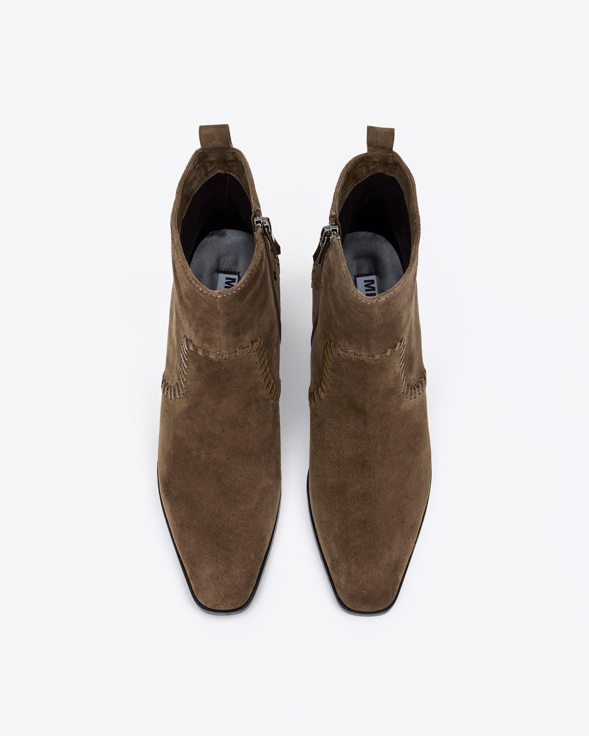 Bottines en daim marron à talon bloc Marcia Brown