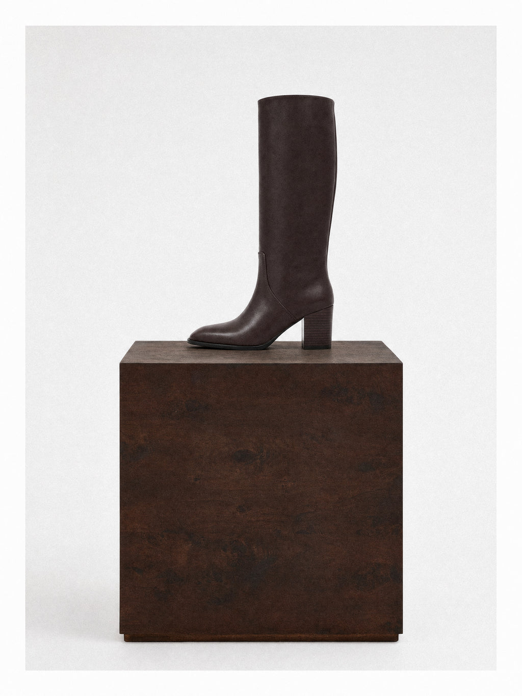 Bottes en cuir chocolat à talon bloc Aran Chocolate